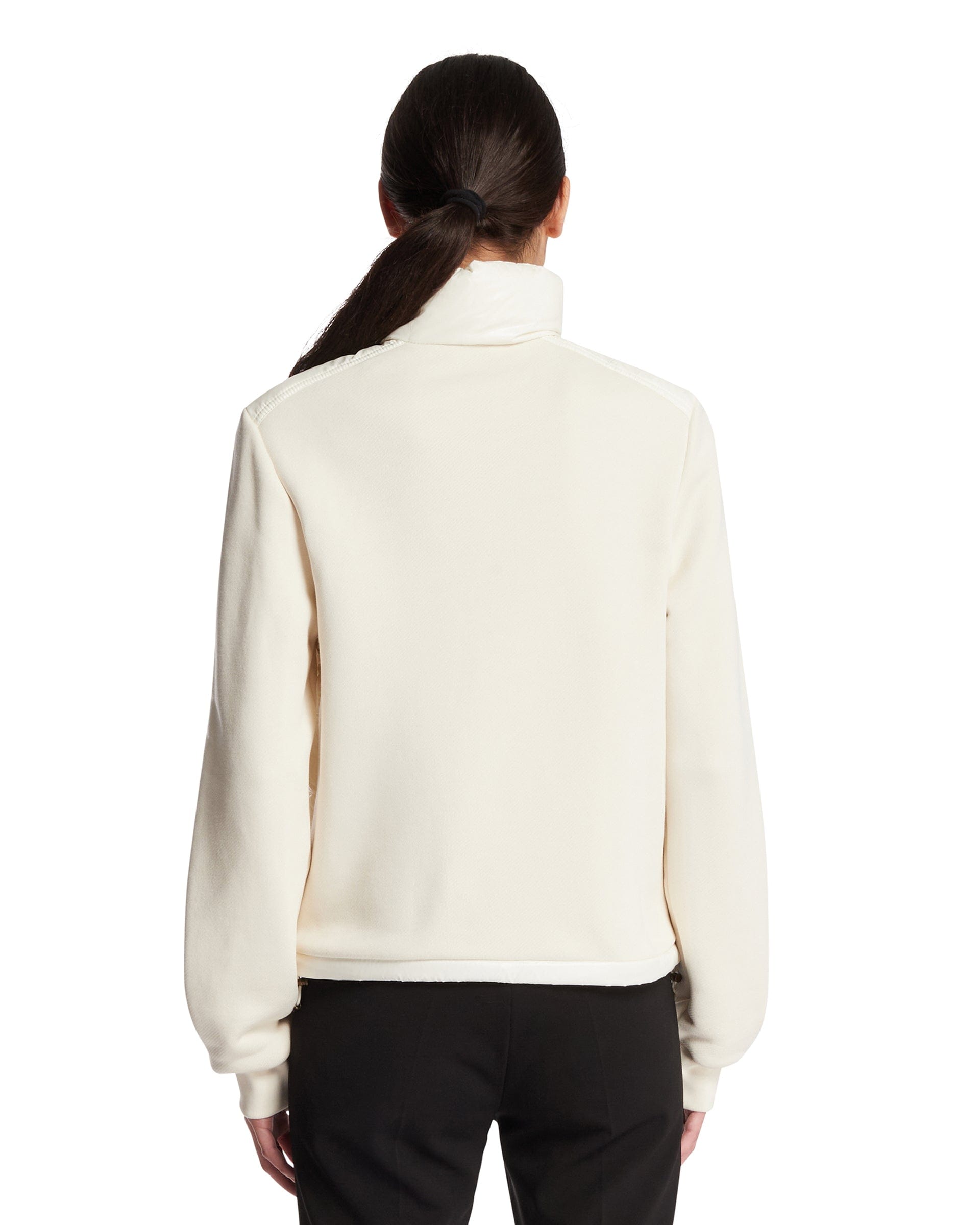 Moncler Felpa Con Zip In Cotone E Nylon Bianca