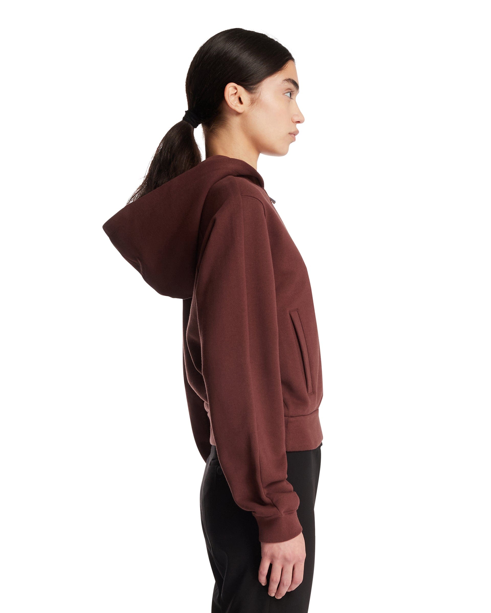 Moncler Felpa In Cotone Con Patch Marrone