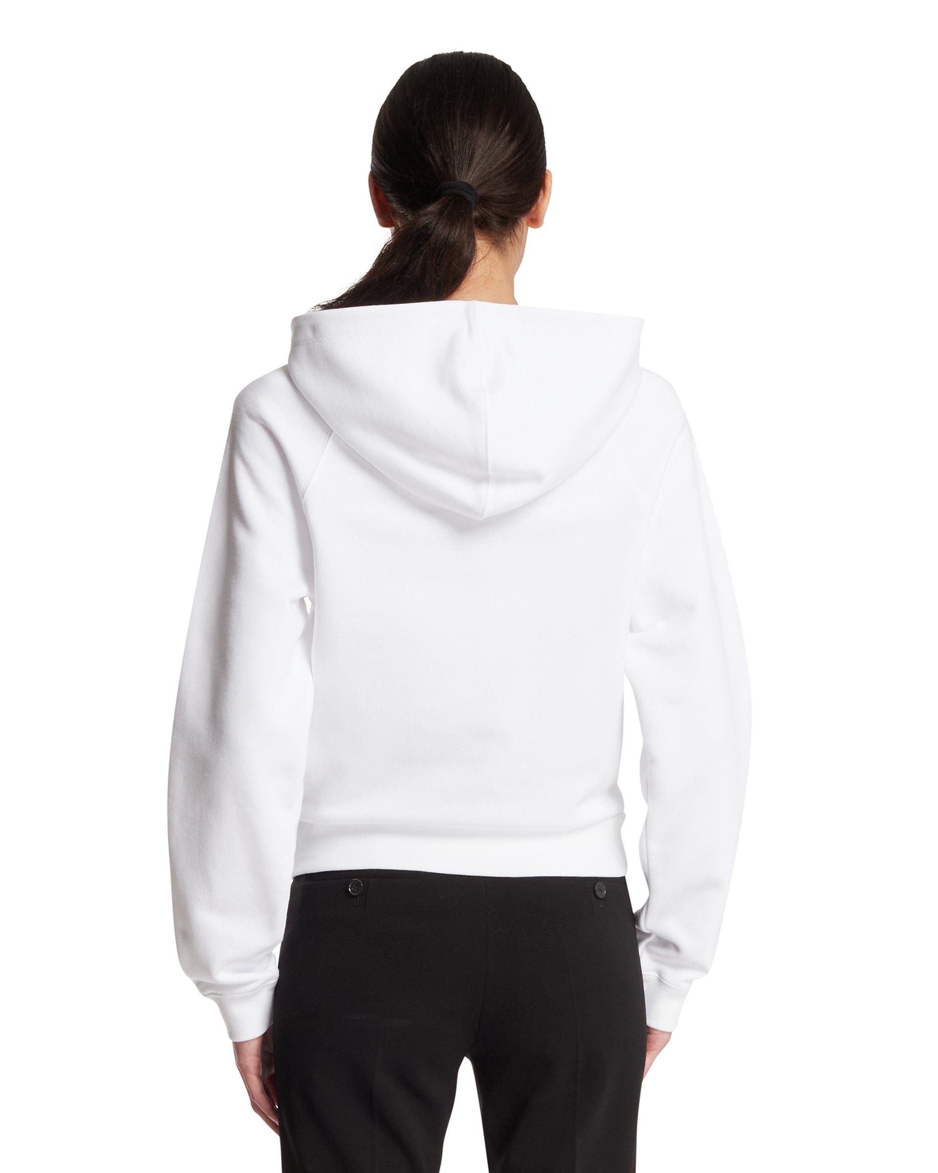Moncler Felpa In Cotone Con Patch Bianca