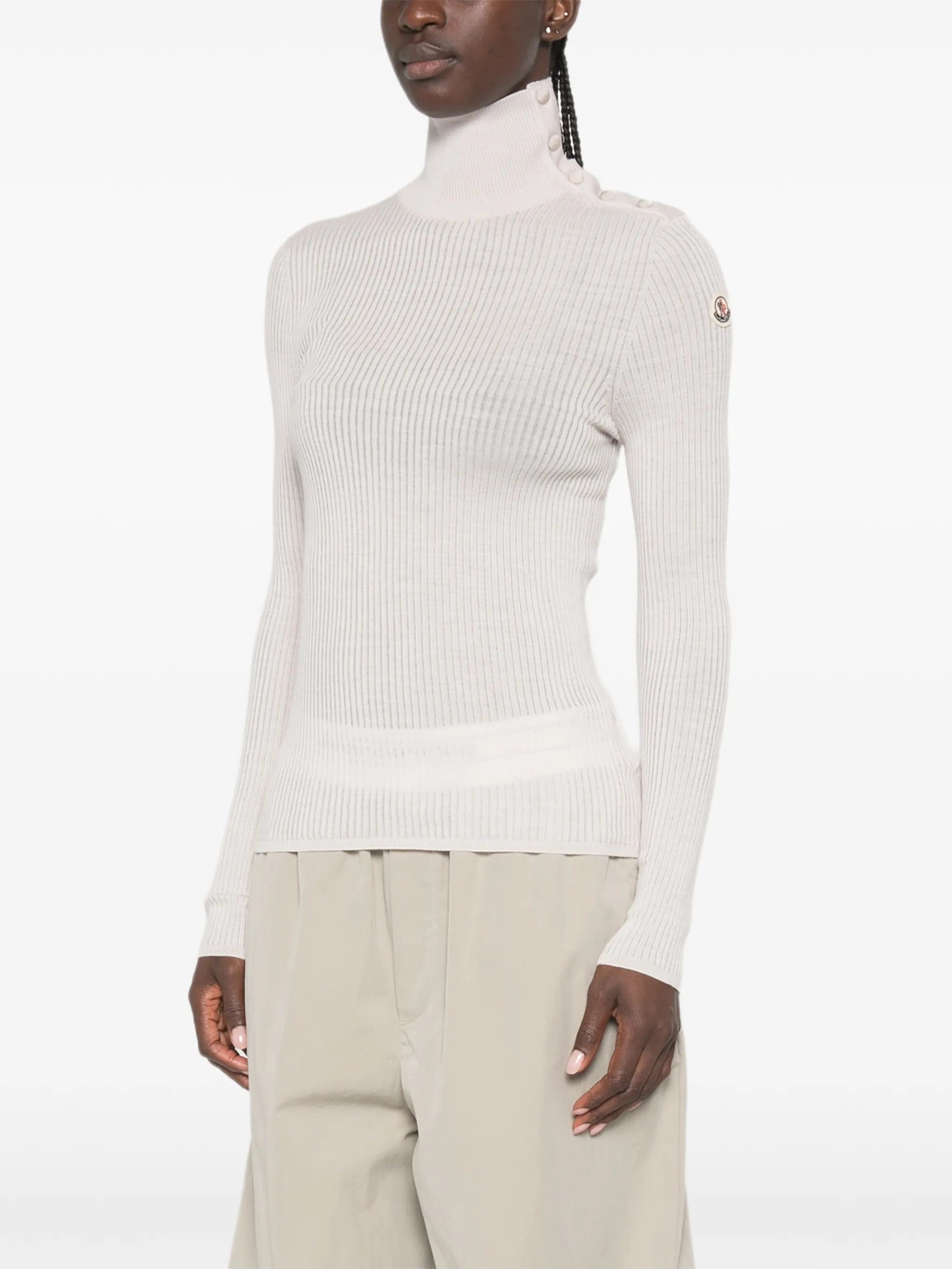 Moncler Dolcevita button - detail ribbed - knit sweater