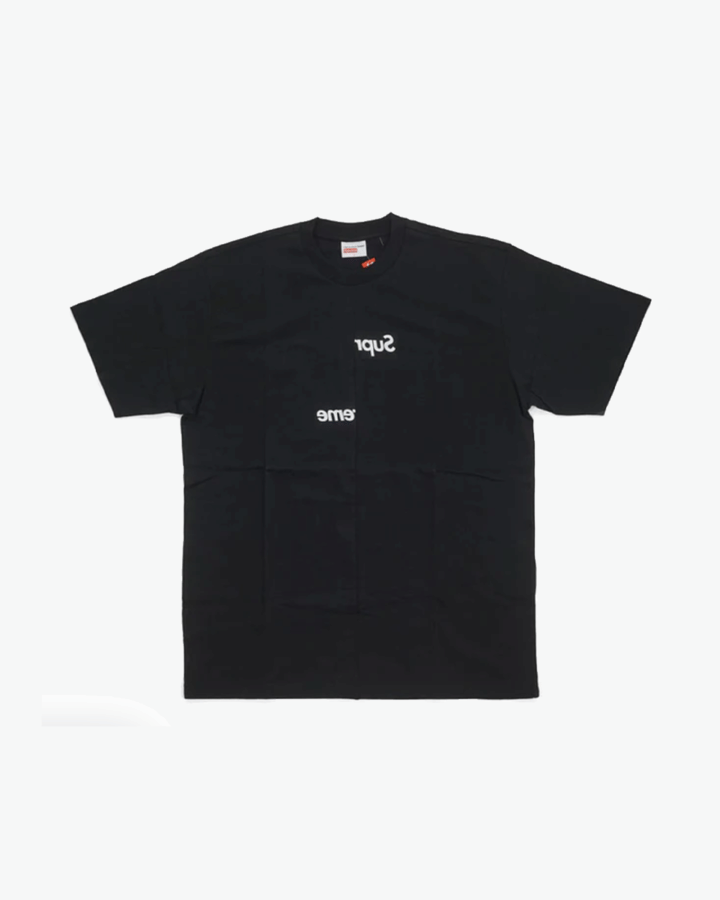 SUPREME x CDG FW18 SPLIT BOX LOGO BLACK T-Shirt (NEW)