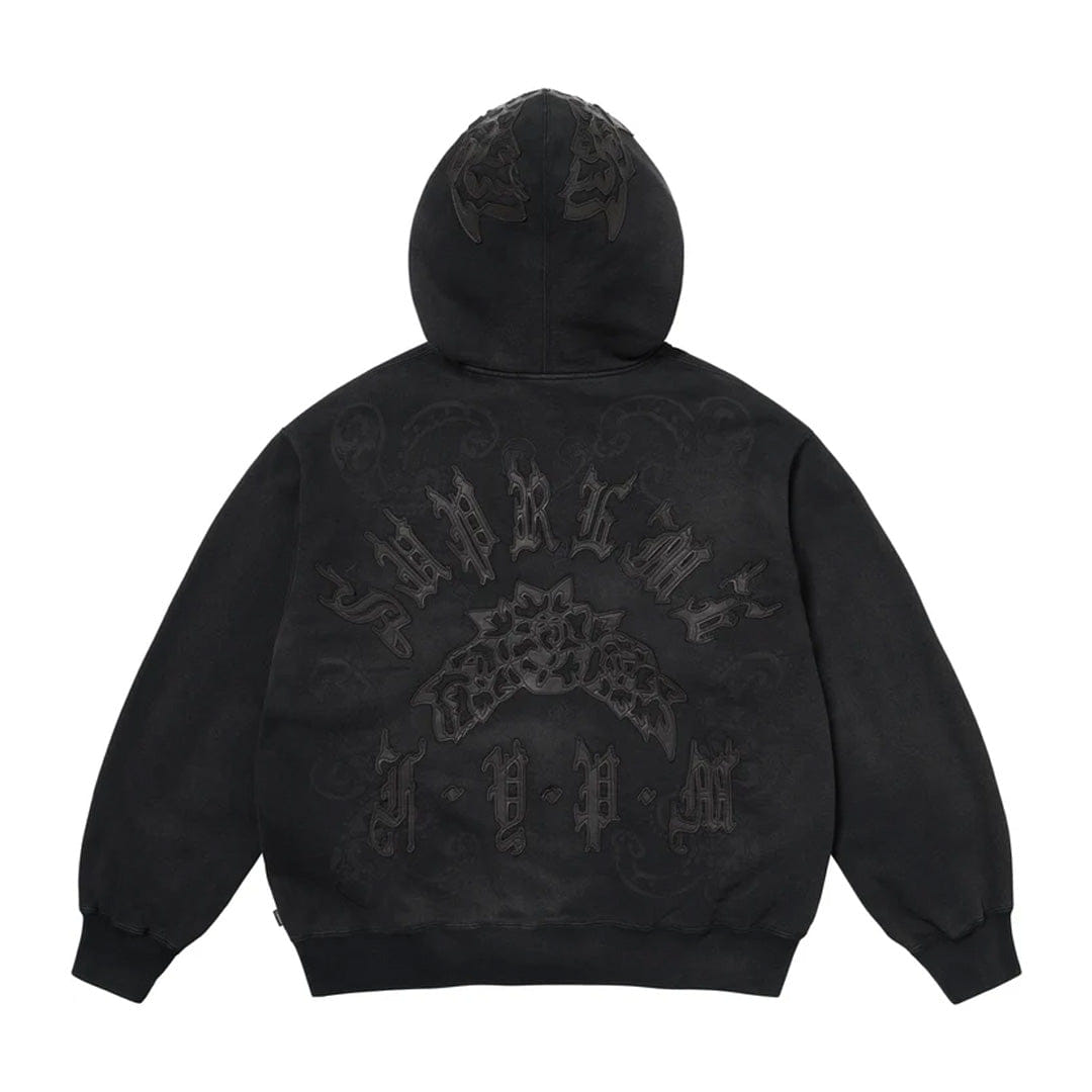 Supreme Leather Applique Zip Up Black