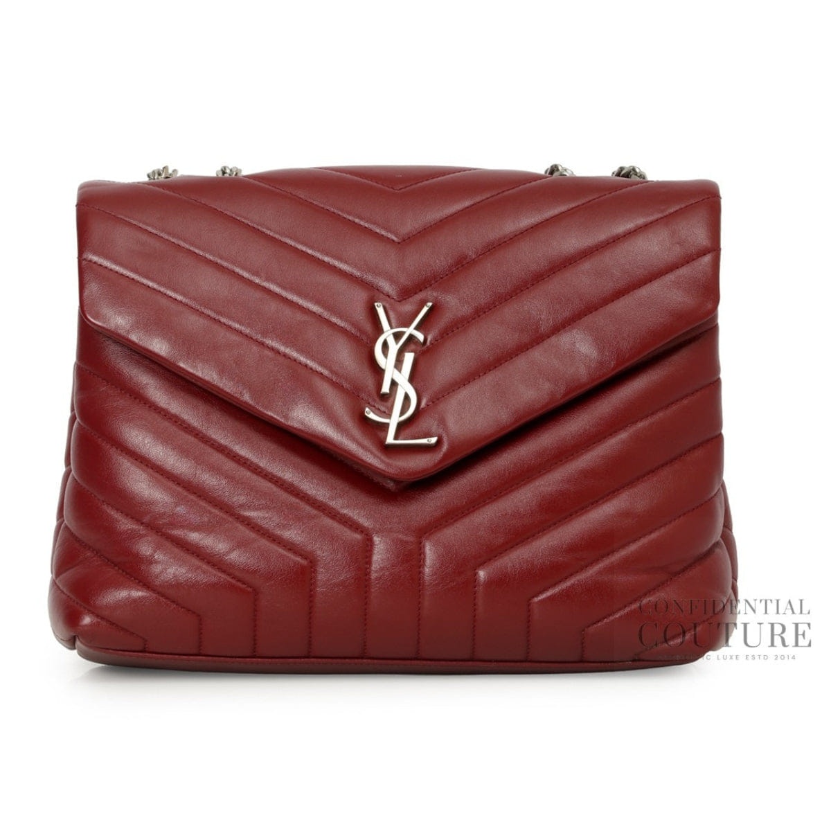 Yves Saint Laurent Maroon Y Quilted Leather Medium LouLou Bag