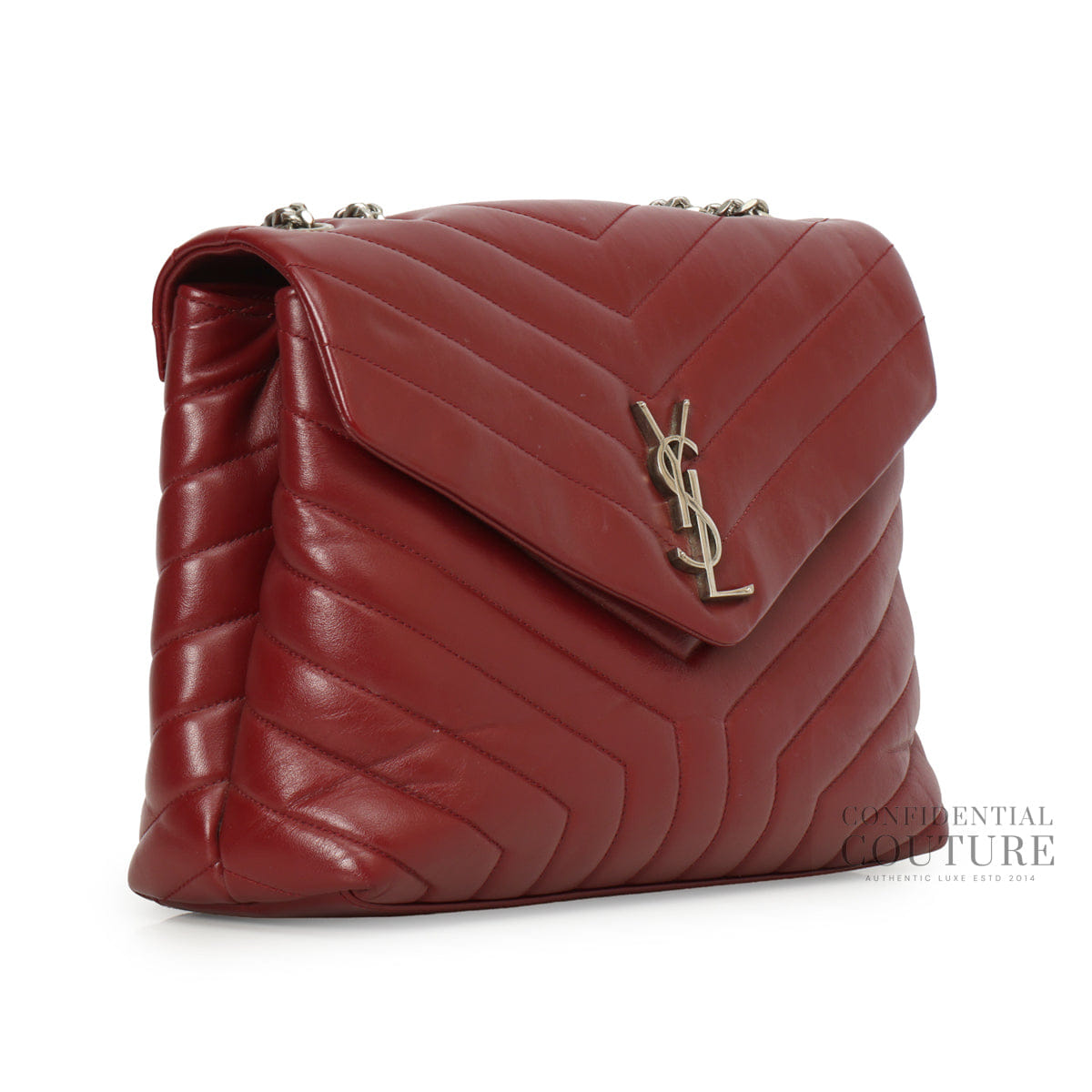 Yves Saint Laurent Maroon Y Quilted Leather Medium LouLou Bag