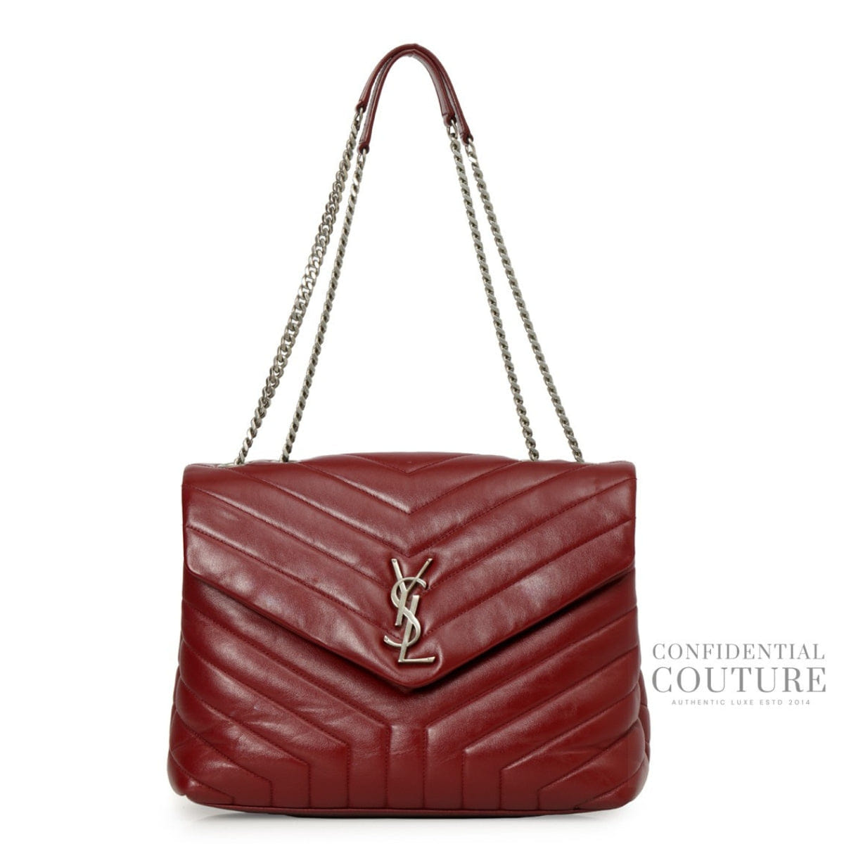 Yves Saint Laurent Maroon Y Quilted Leather Medium LouLou Bag