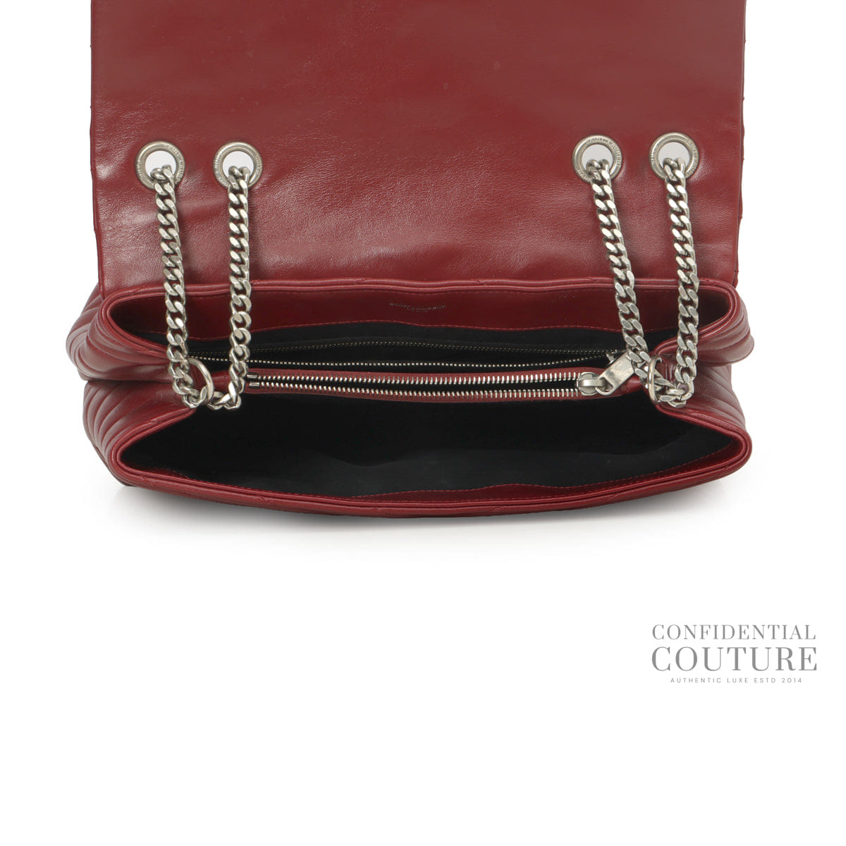 Yves Saint Laurent Maroon Y Quilted Leather Medium LouLou Bag