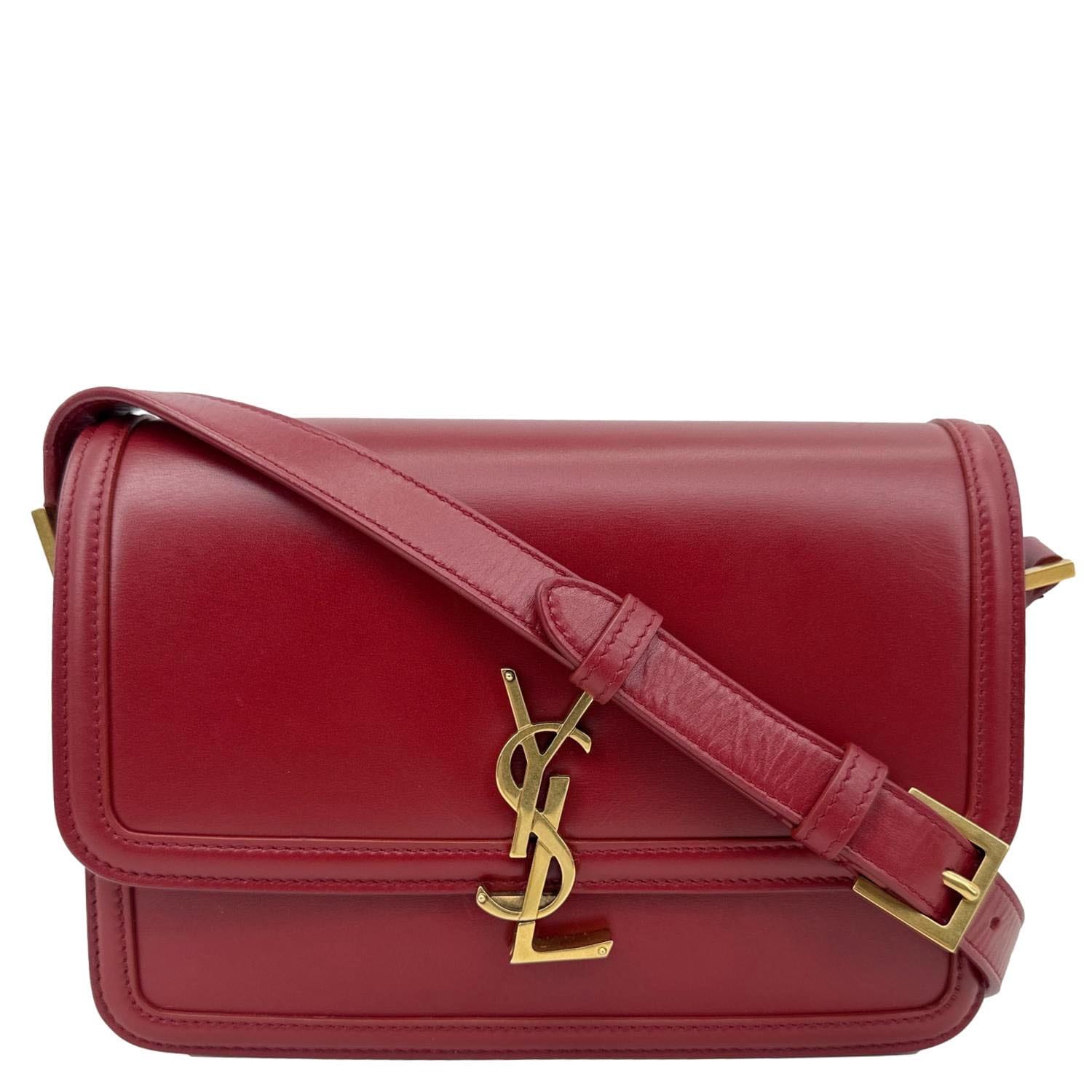 YVES SAINT LAURENT Solferino Medium Leather Shoulder Bag Burgundy
