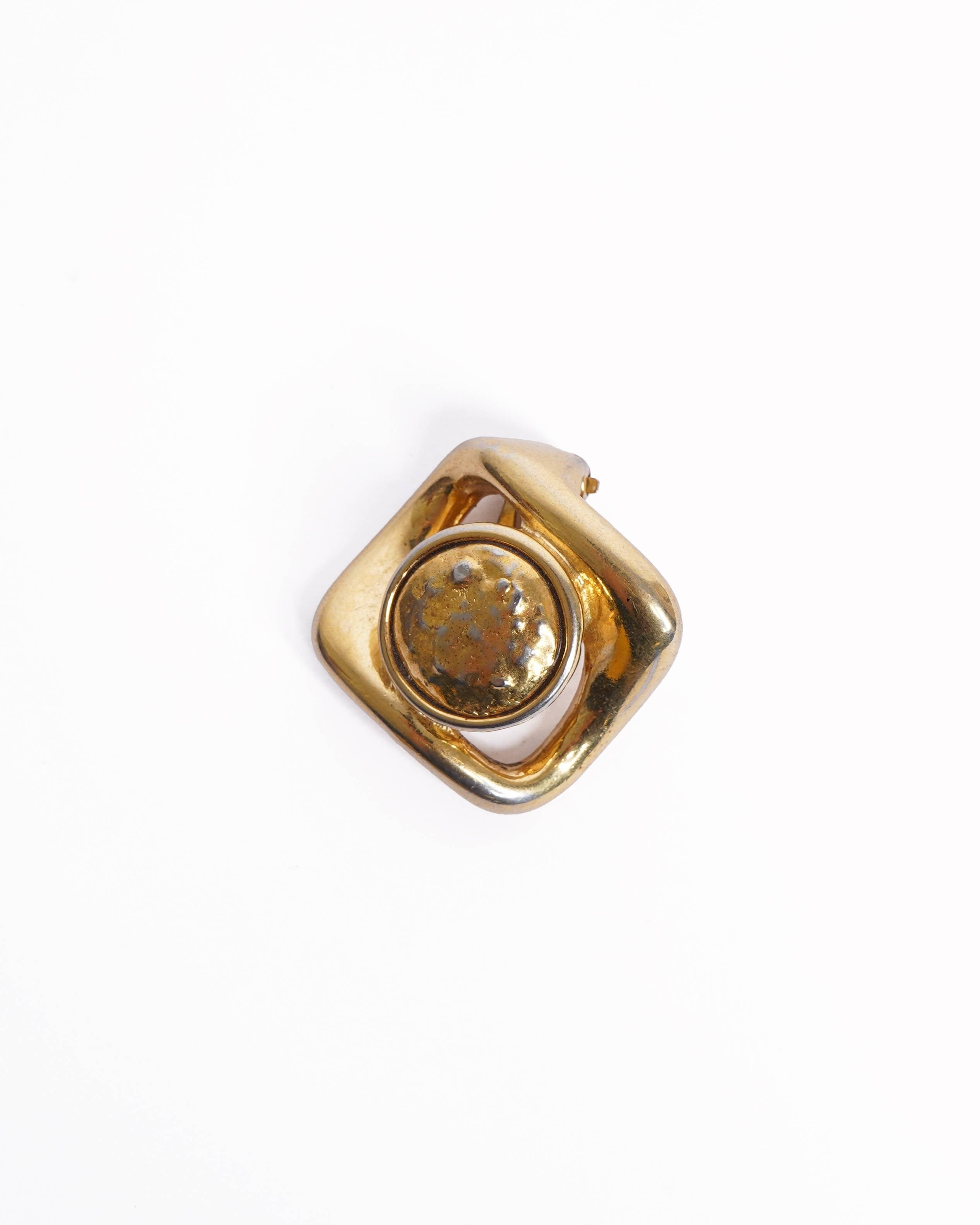 Saint Laurent Vintage YSL Gold Plated Earrings Made in France