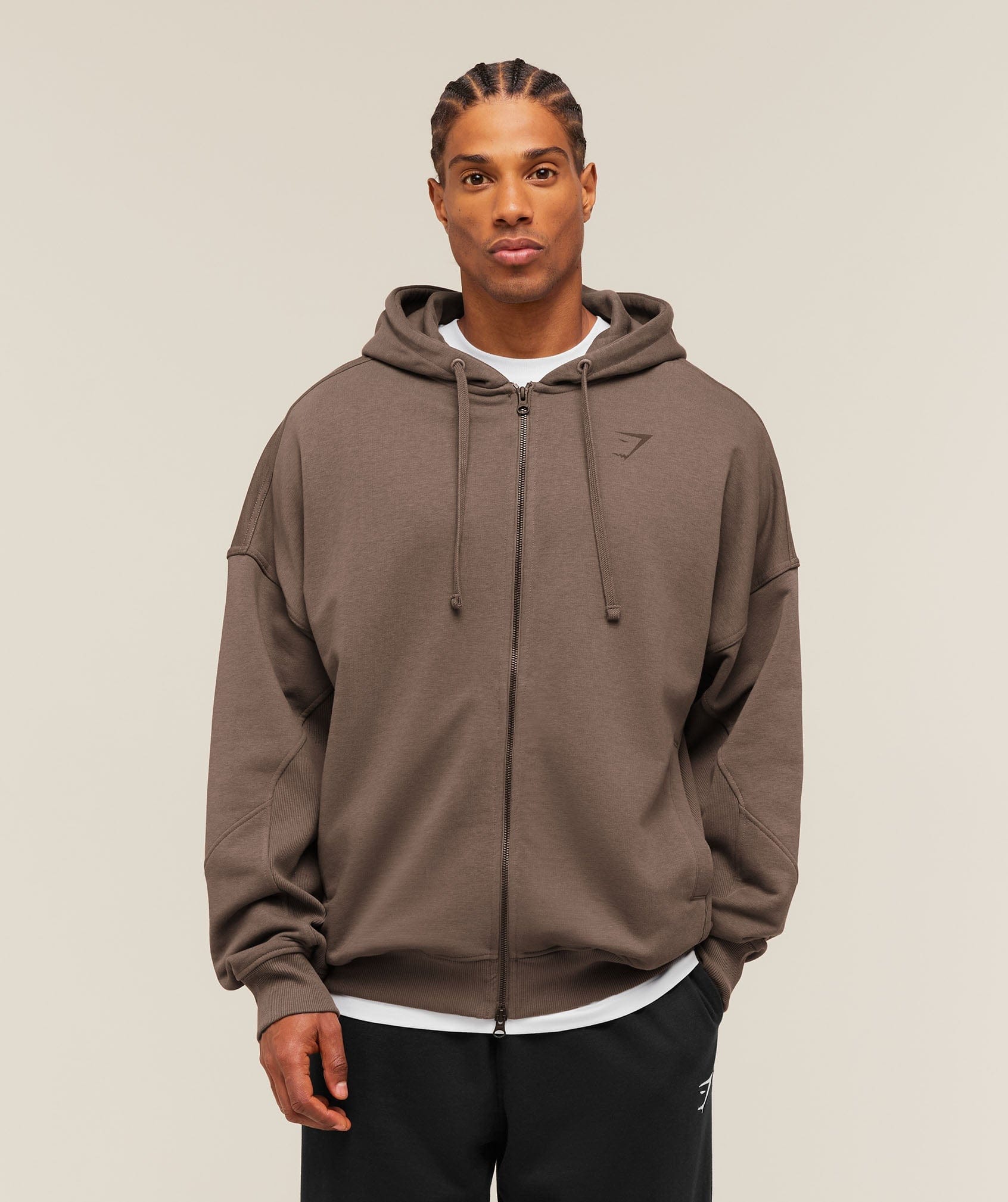 Gymshark Power Zip Up Hoodie Soft Brown