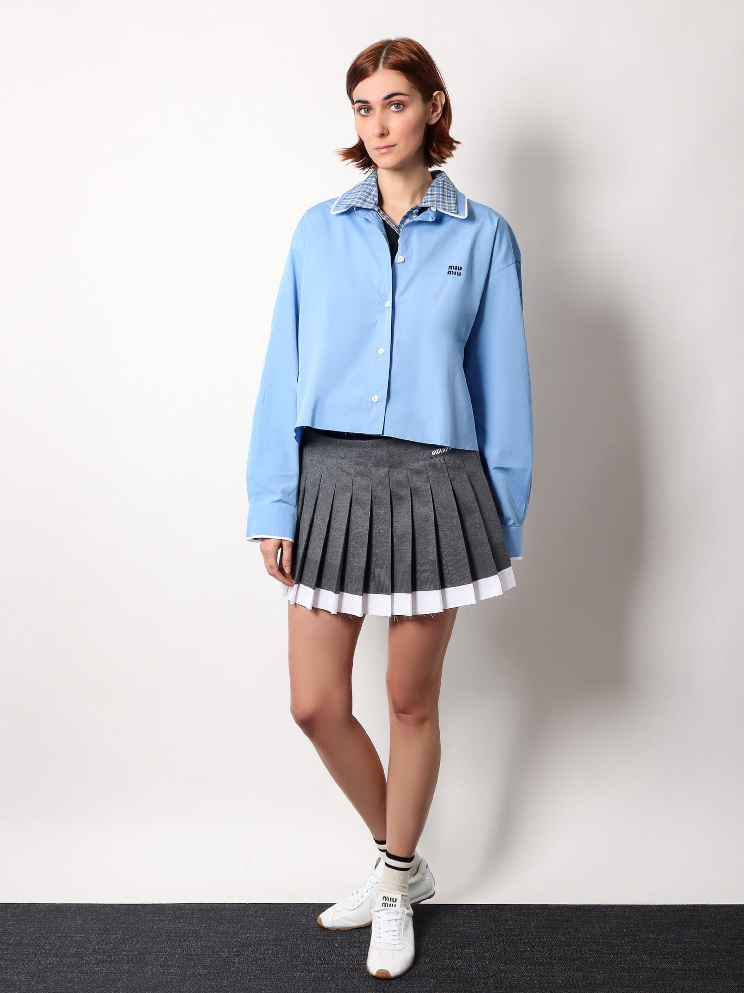 MIU MIU Recycled silk pleated skirt