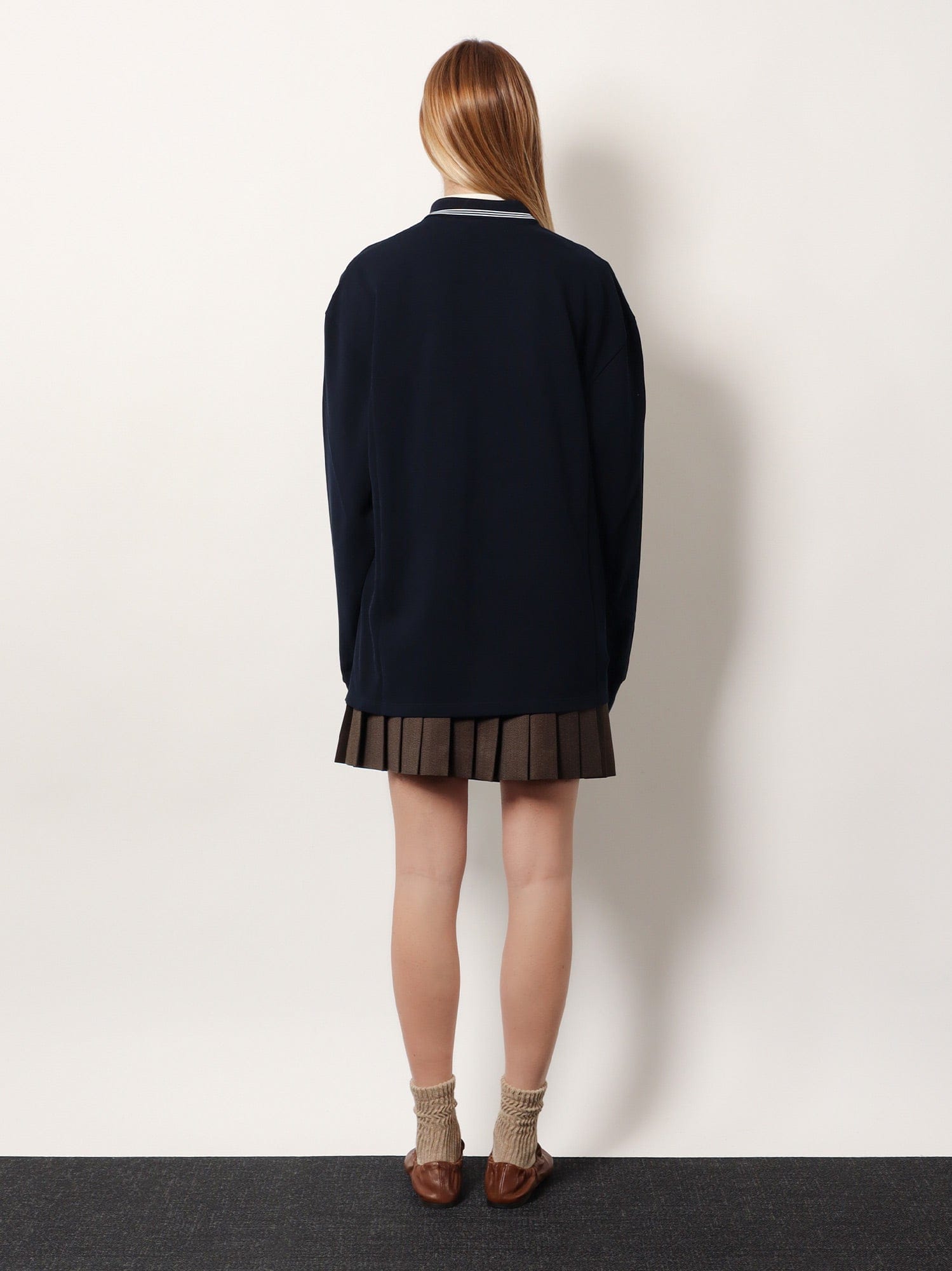 MIU MIU Cotton polo shirt with asymmetric metal zip detail