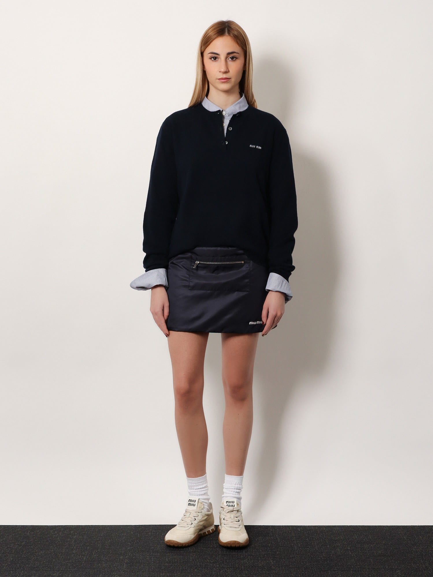 MIU MIU Pin check cotton shirt