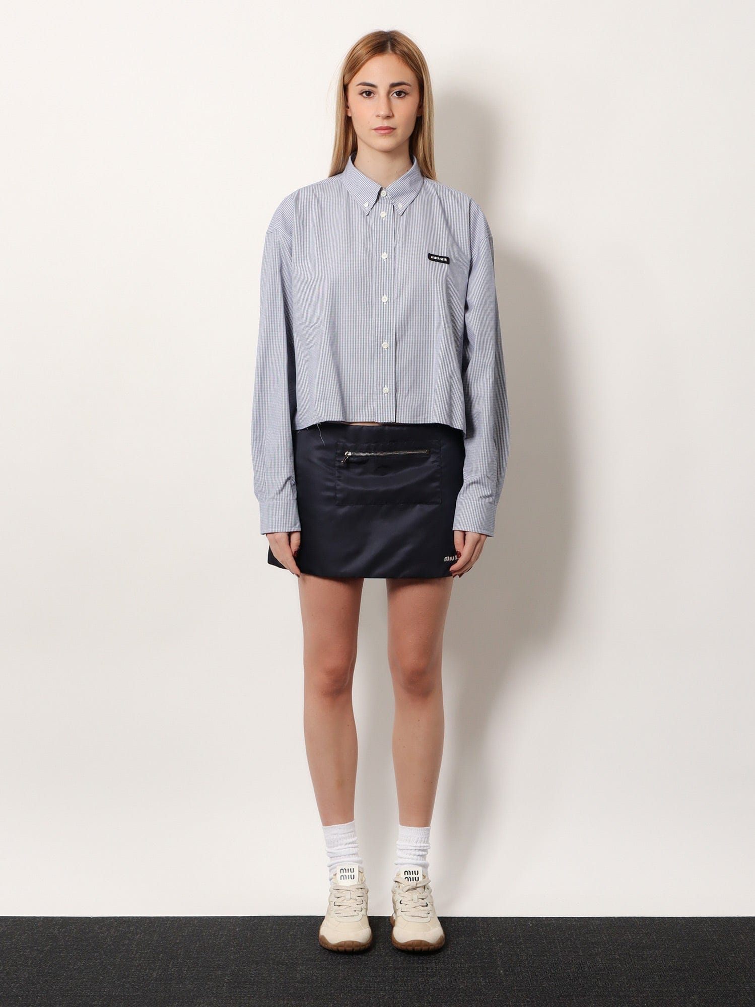 MIU MIU Pin check cotton shirt