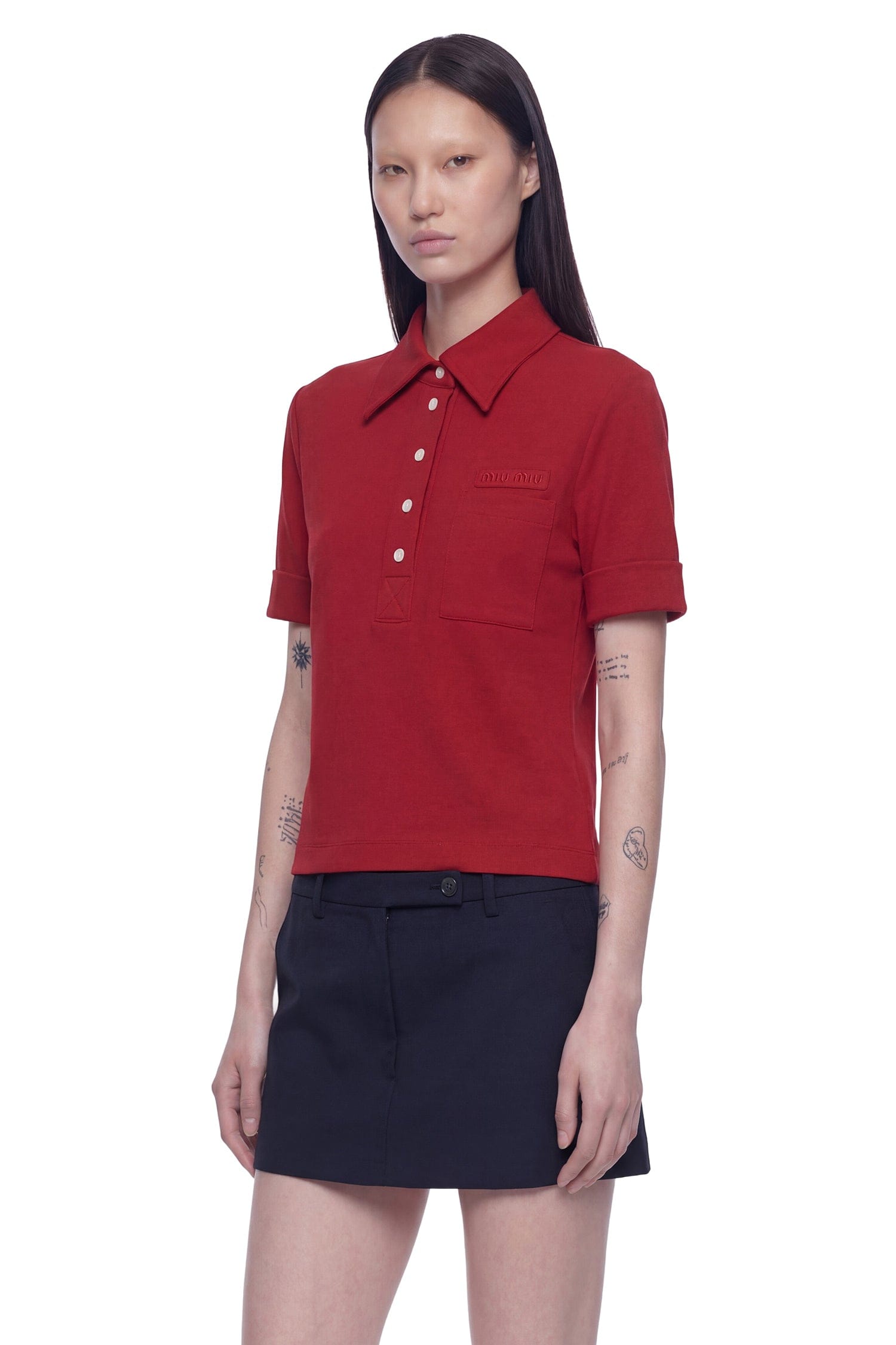 MIU MIU Technical Jersey Polo Shirt