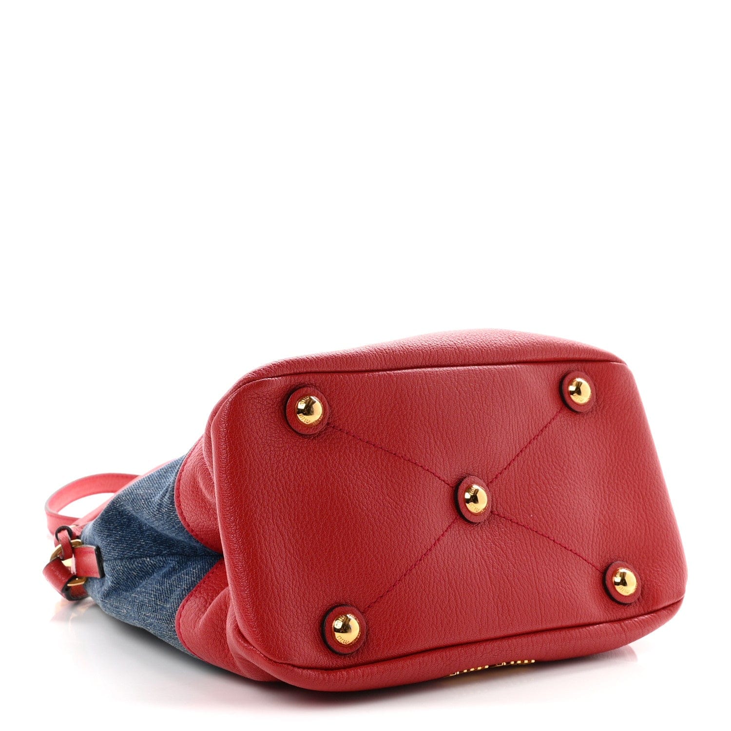 Miu Miu Denim Madras Hobo Bag Blue Fuoco