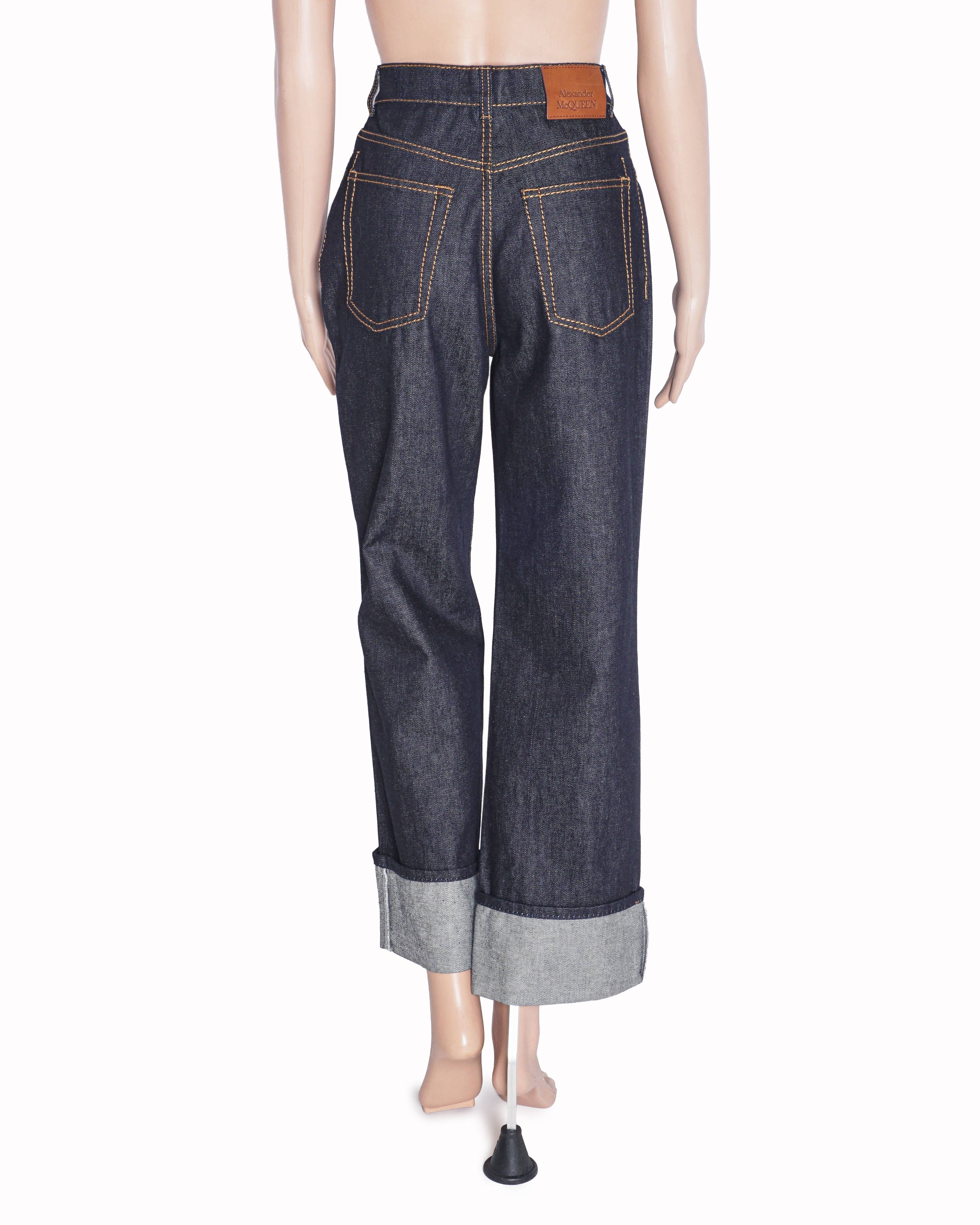 Alexander McQueen Dark Indigo Fold - Up Cuff Jeans