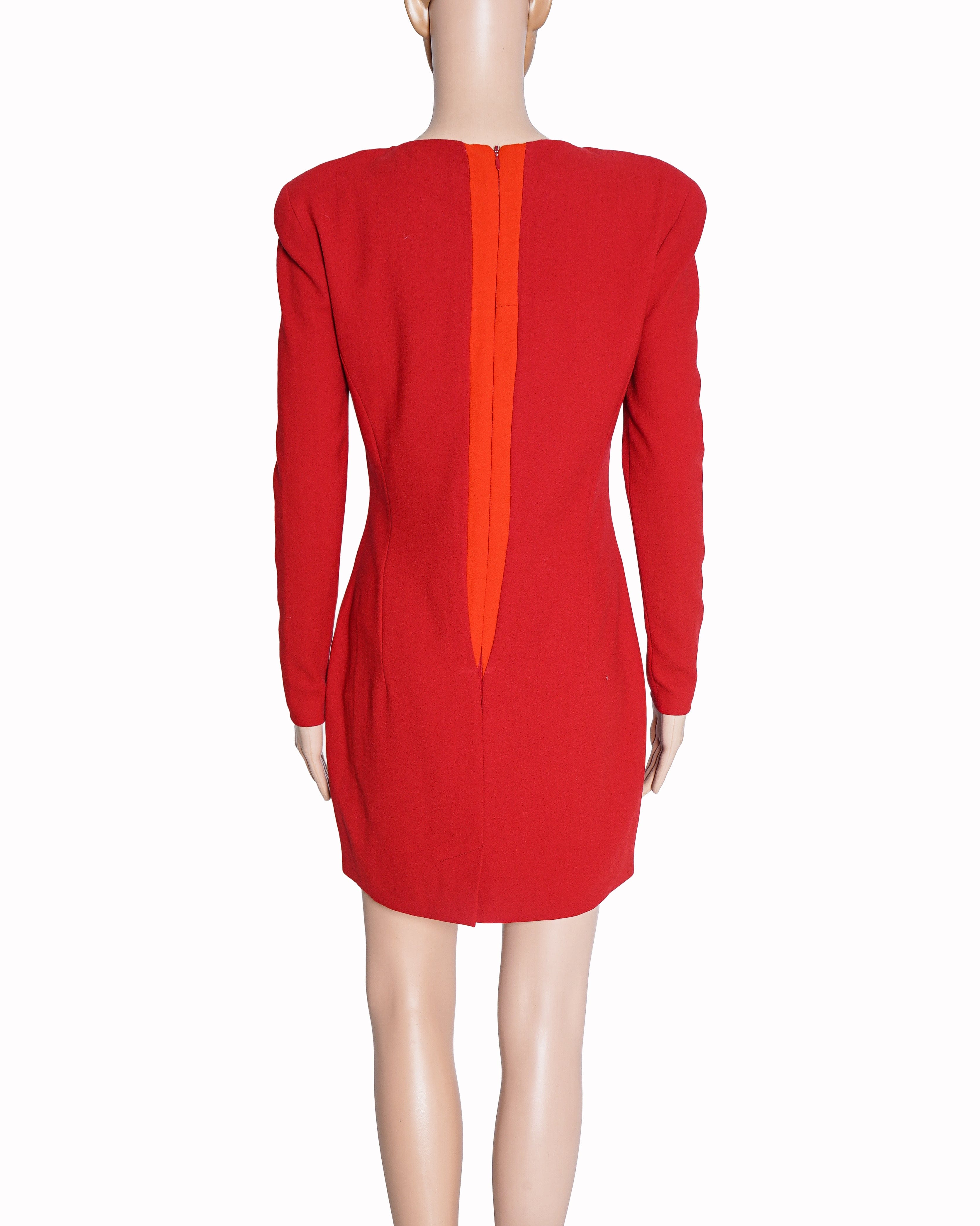 Alexander McQueen Red Wool Midi Dress