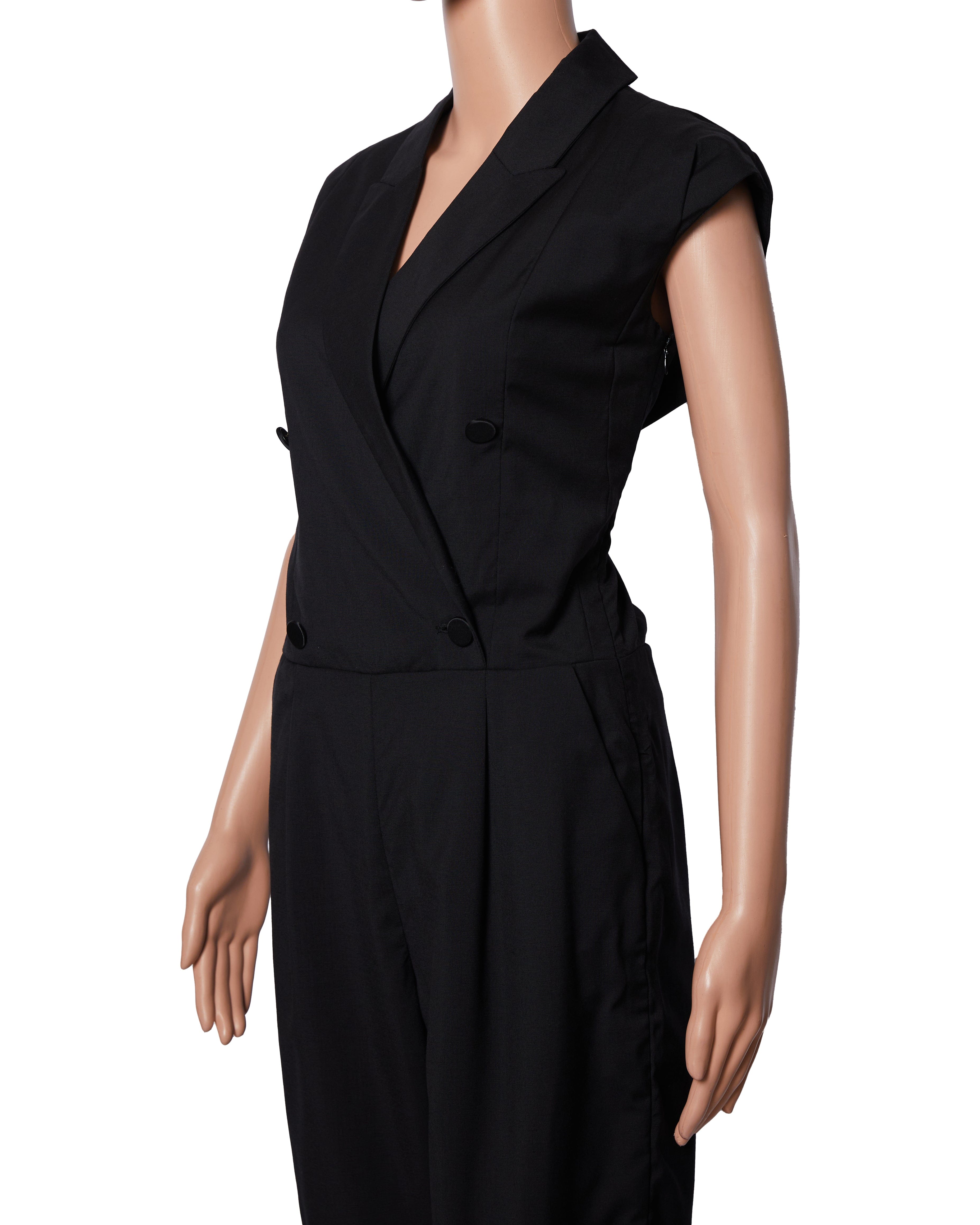 Alexander McQueen Jumpsuit In Black With Lapel Detailing