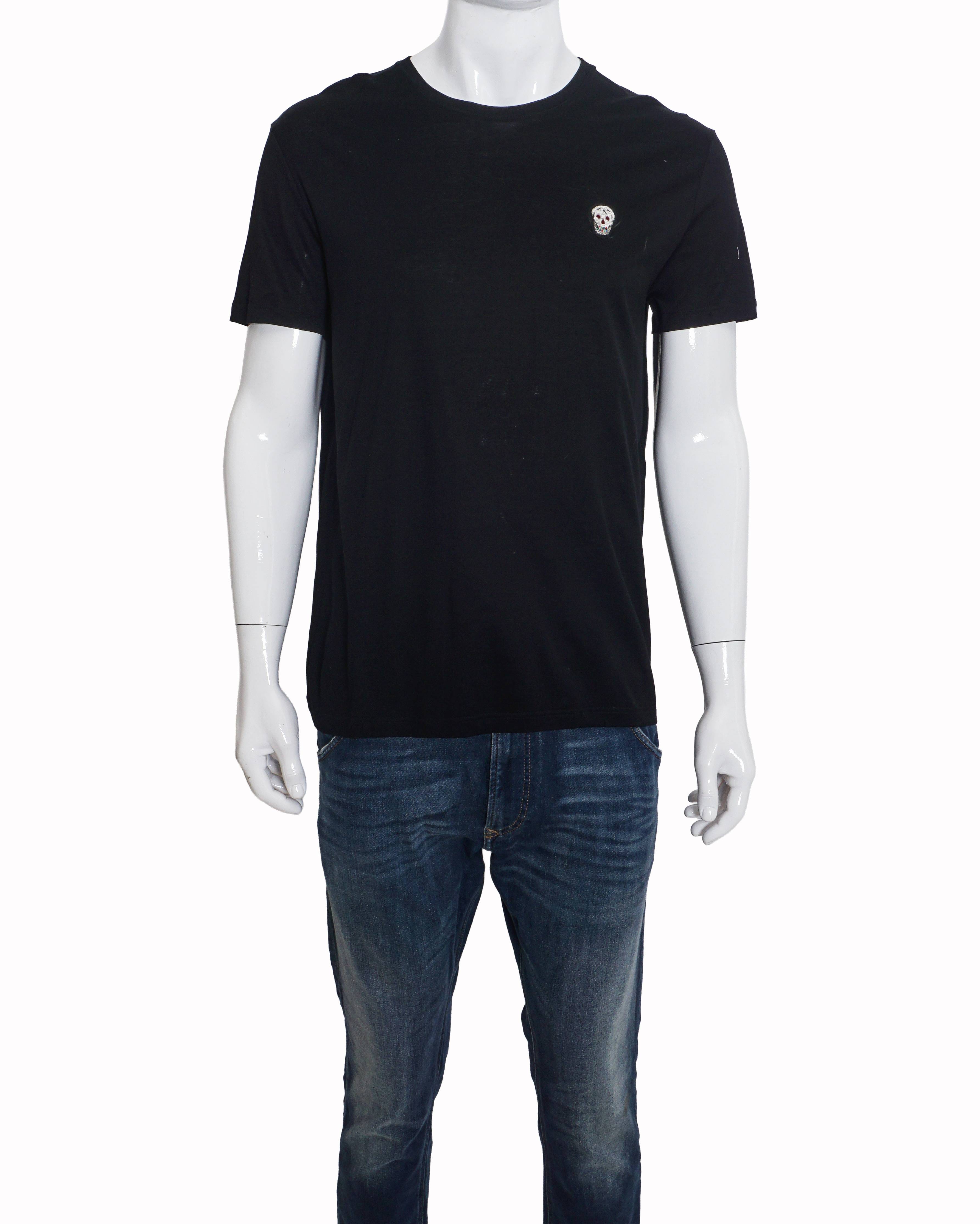 Alexander McQueen Black Cotton Skull Badge Men's T - Shirt