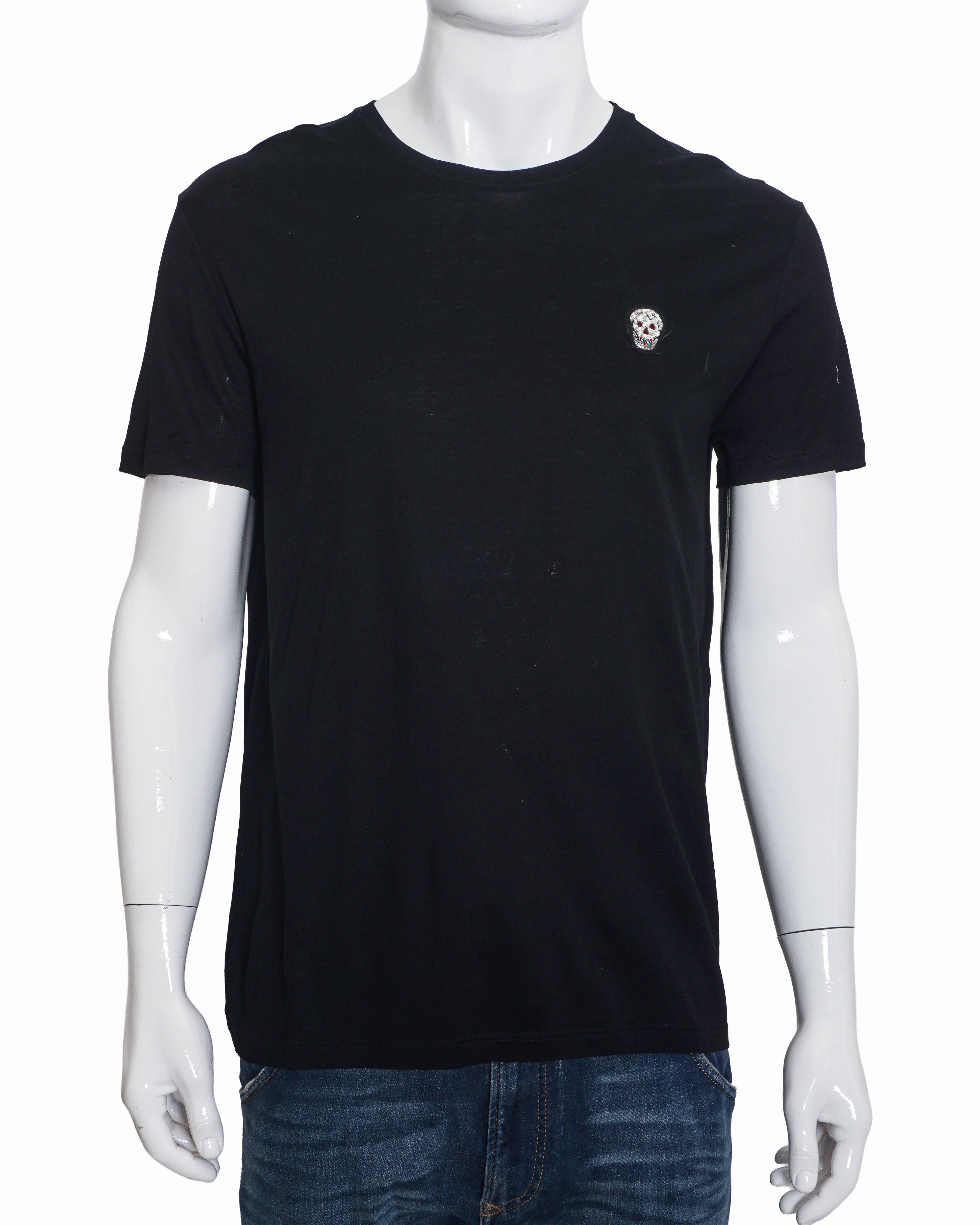Alexander McQueen Black Cotton Skull Badge Men's T - Shirt