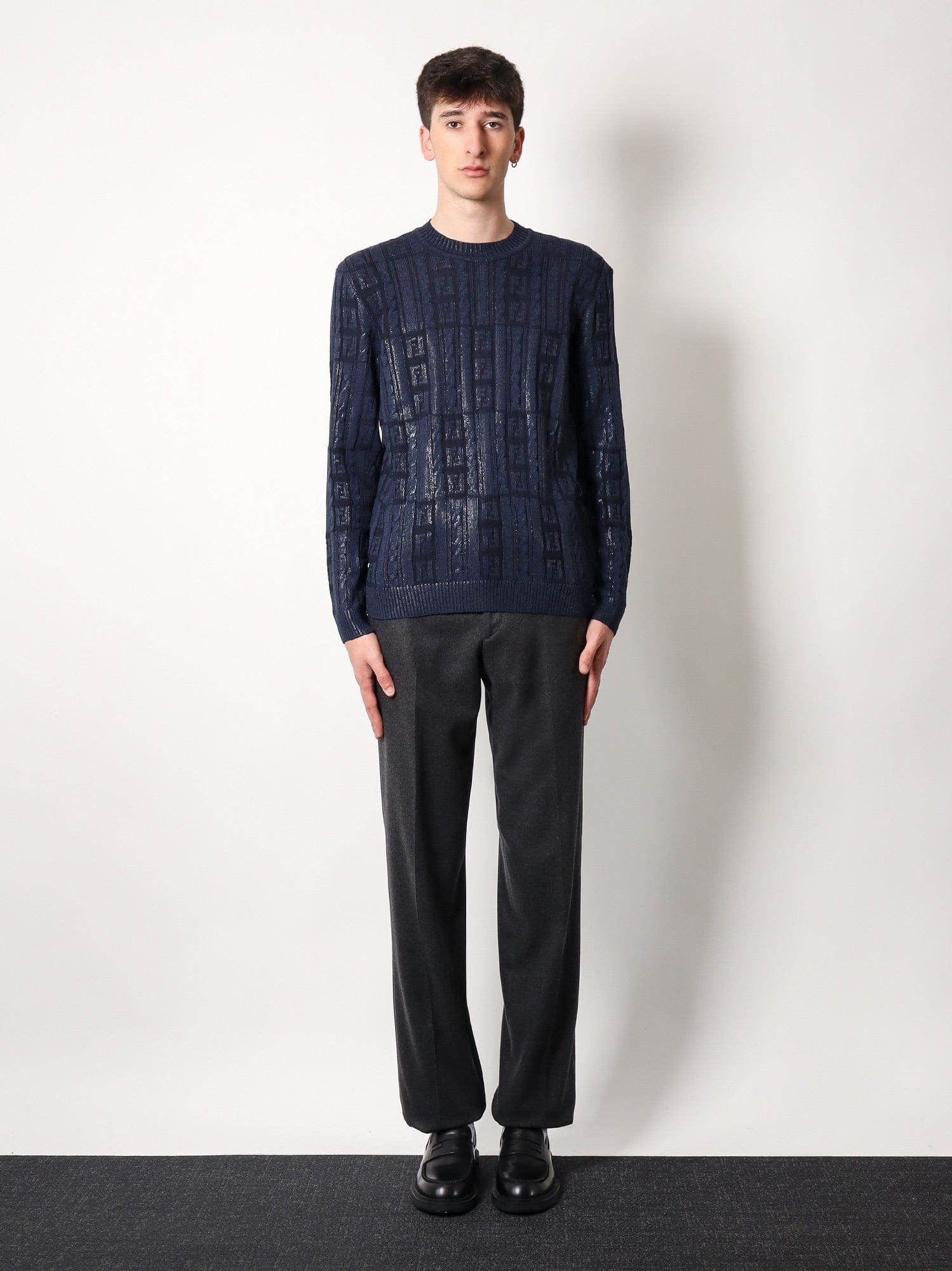 Fendi Braided wool sweater with FF details