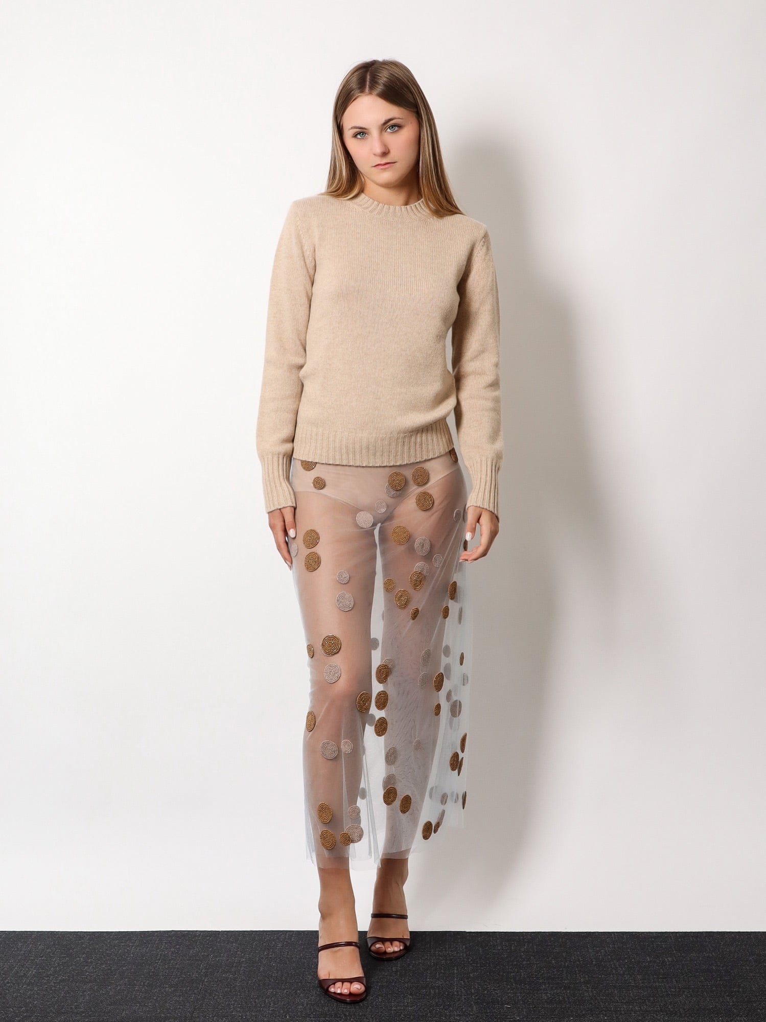 Fendi Tulle skirt with all - over macro polka - dot motif