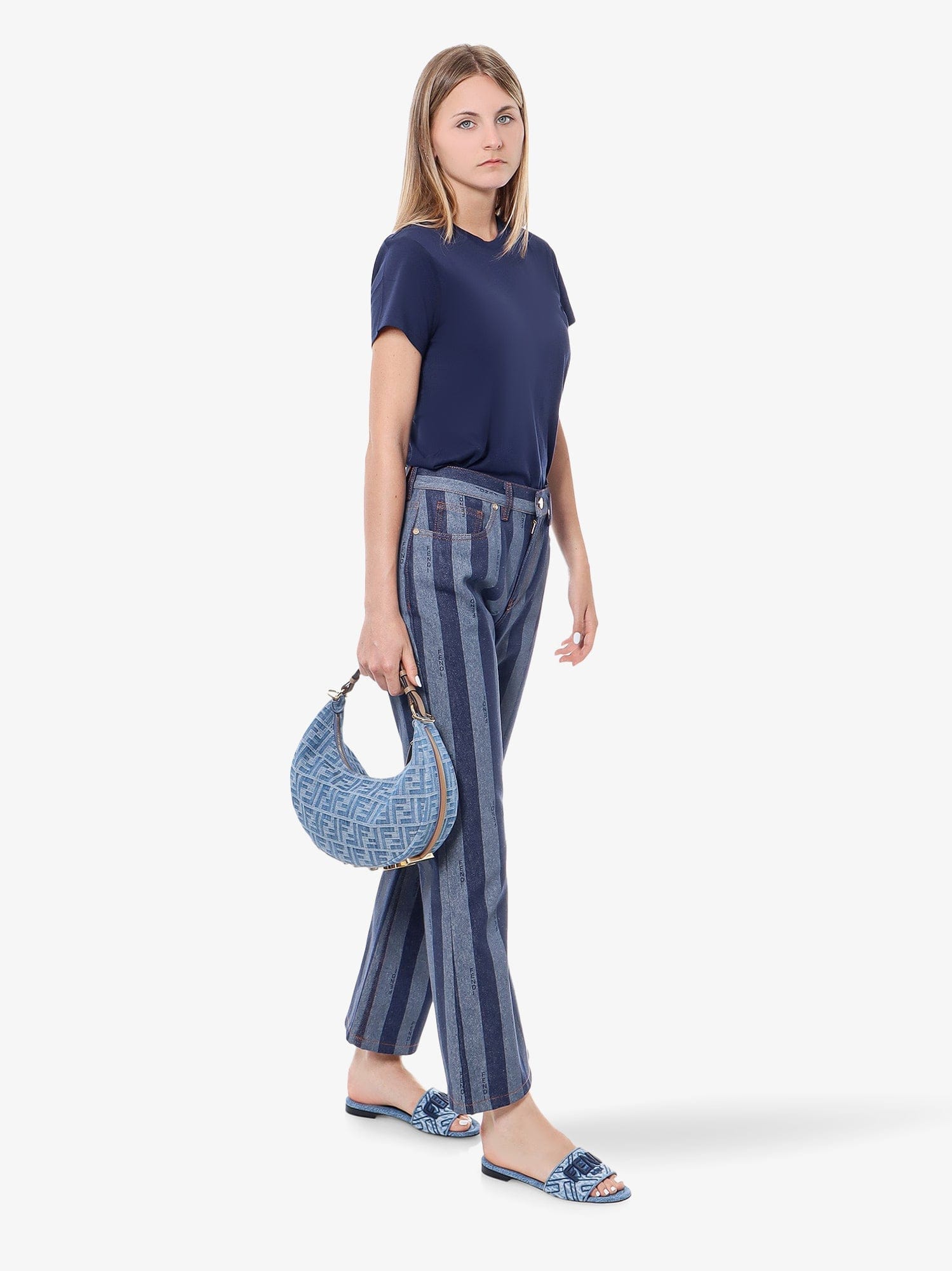 Fendi Cotton jeans with pequin stripes