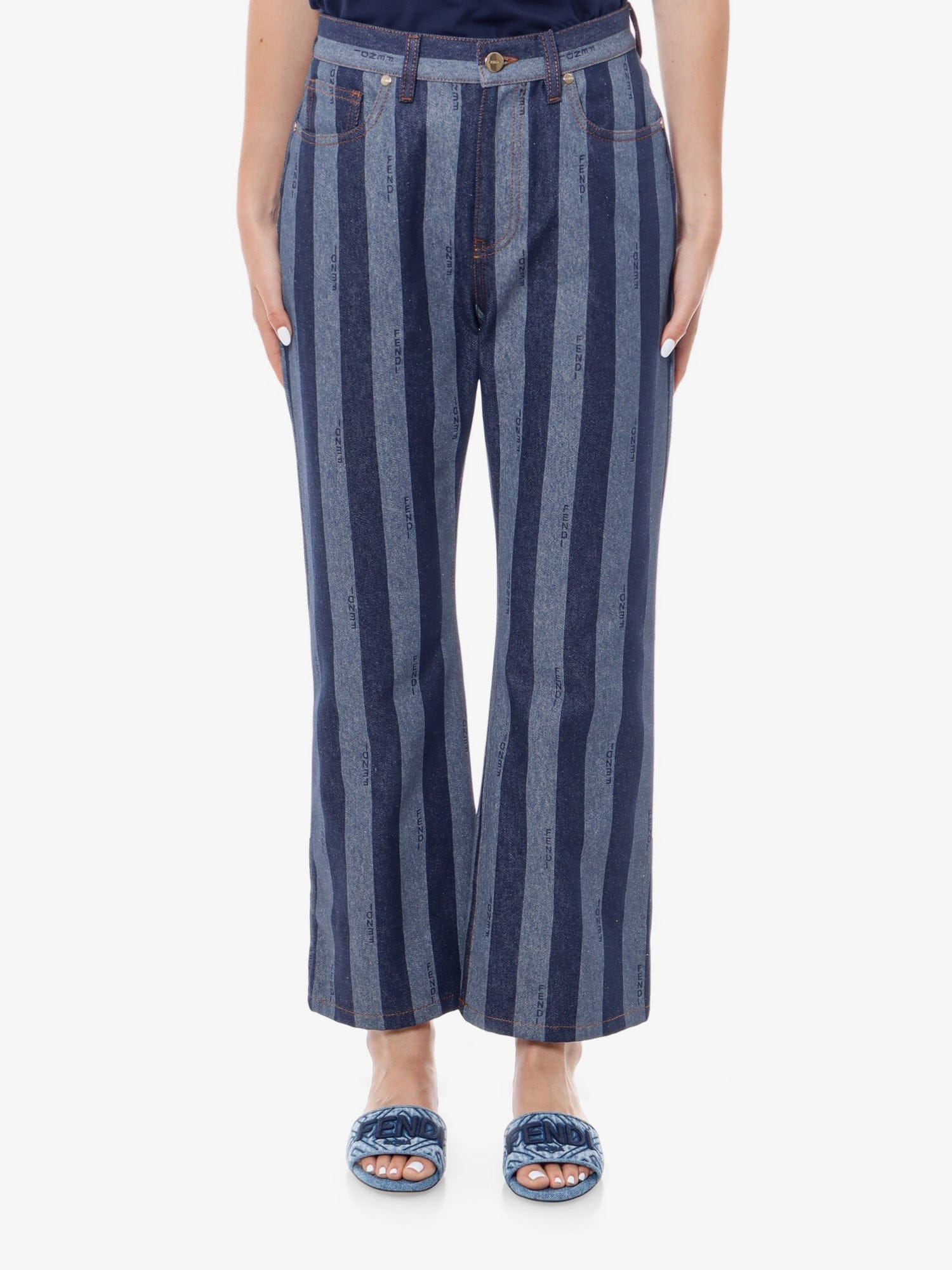 Fendi Cotton jeans with pequin stripes
