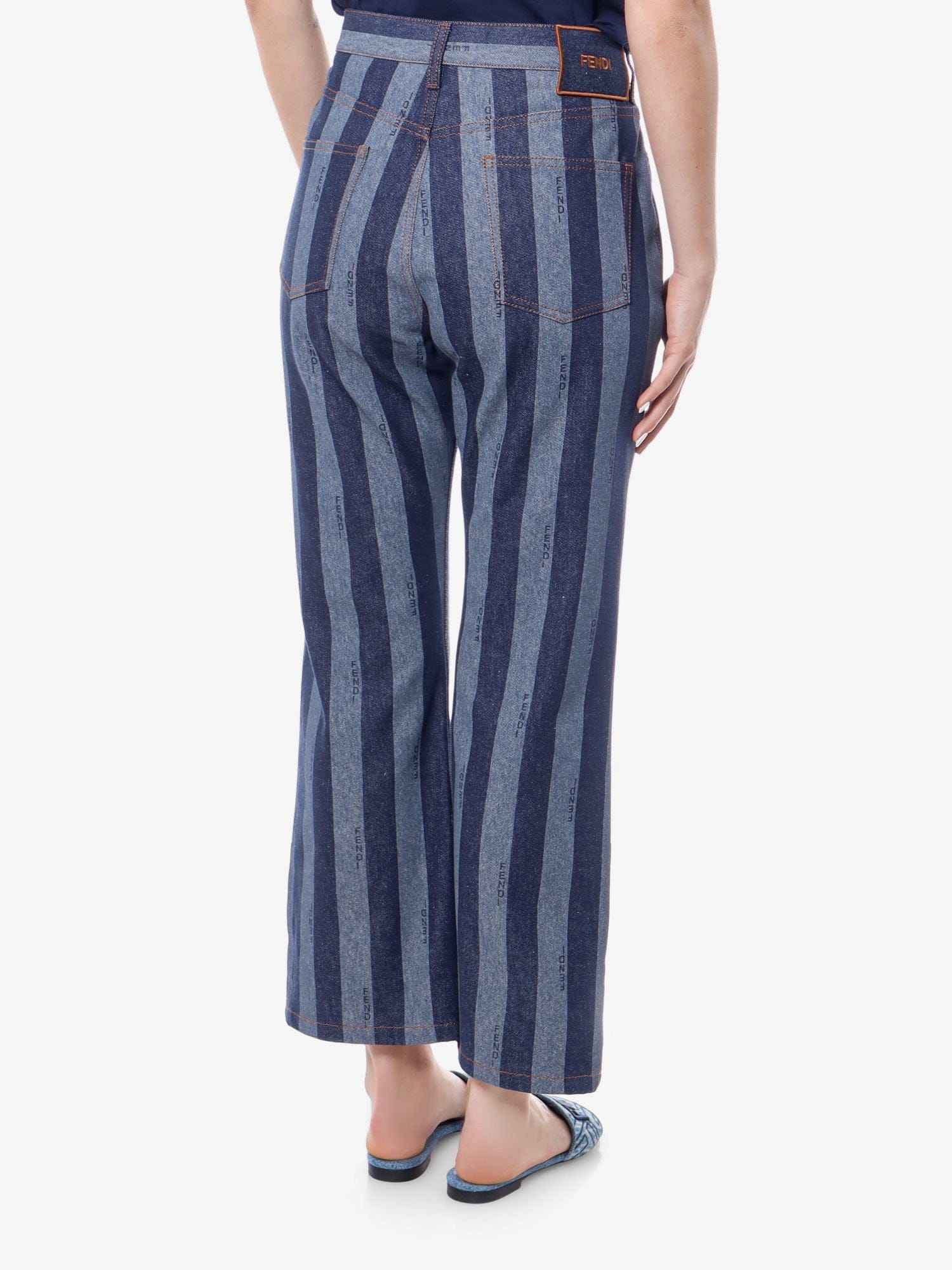 Fendi Cotton jeans with pequin stripes