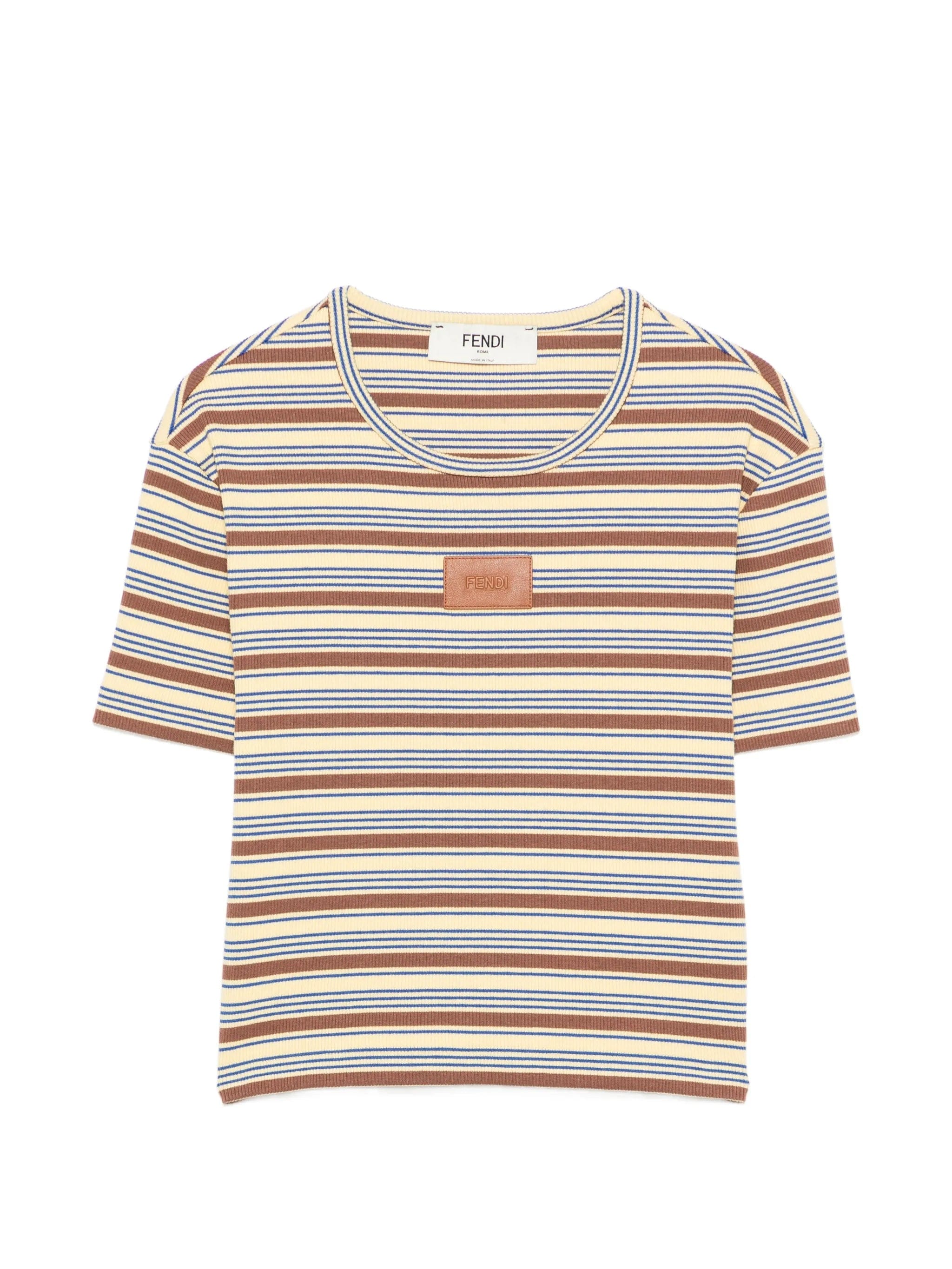 Fendi striped logo - patch T - shirt