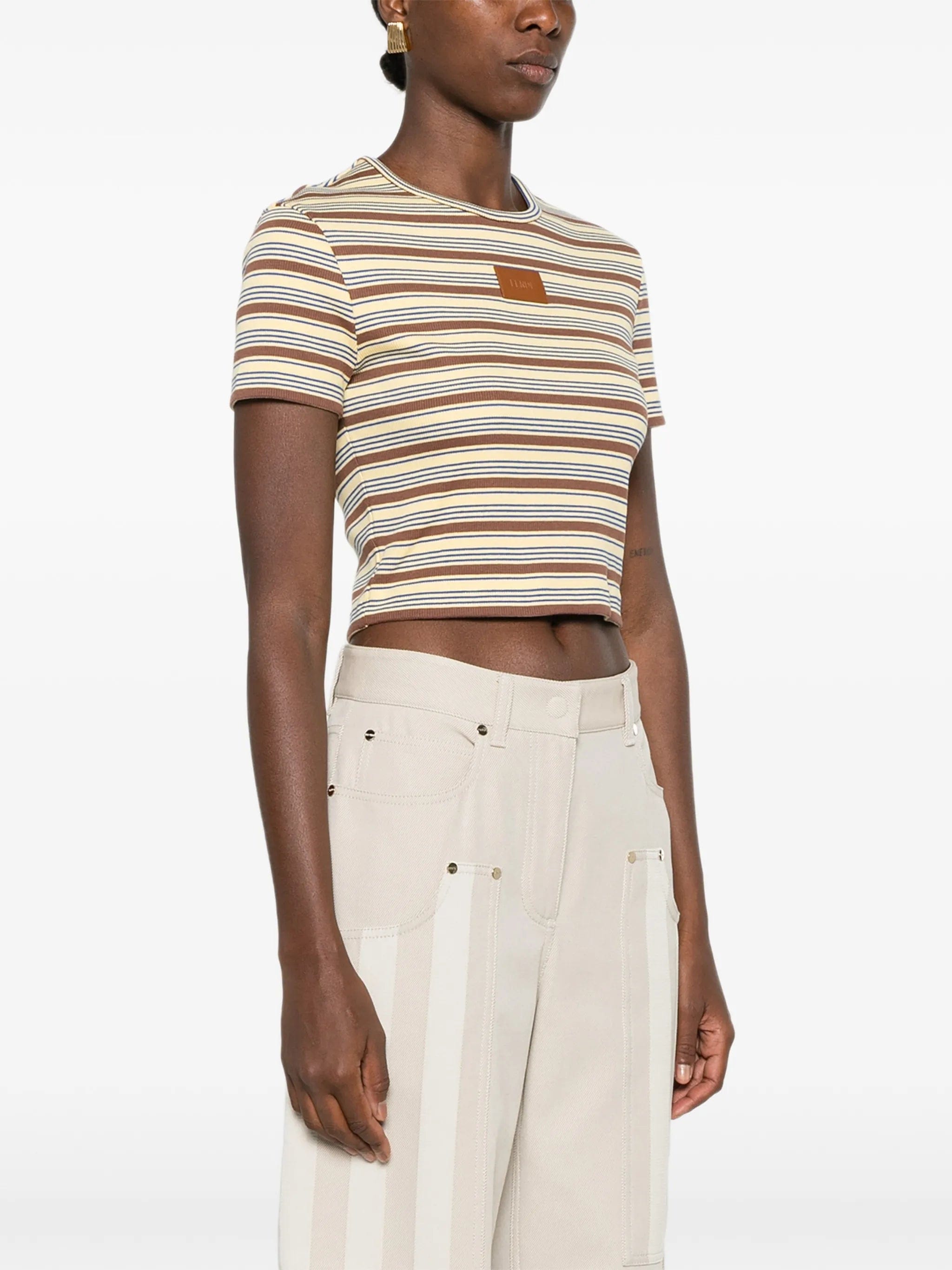 Fendi striped logo - patch T - shirt
