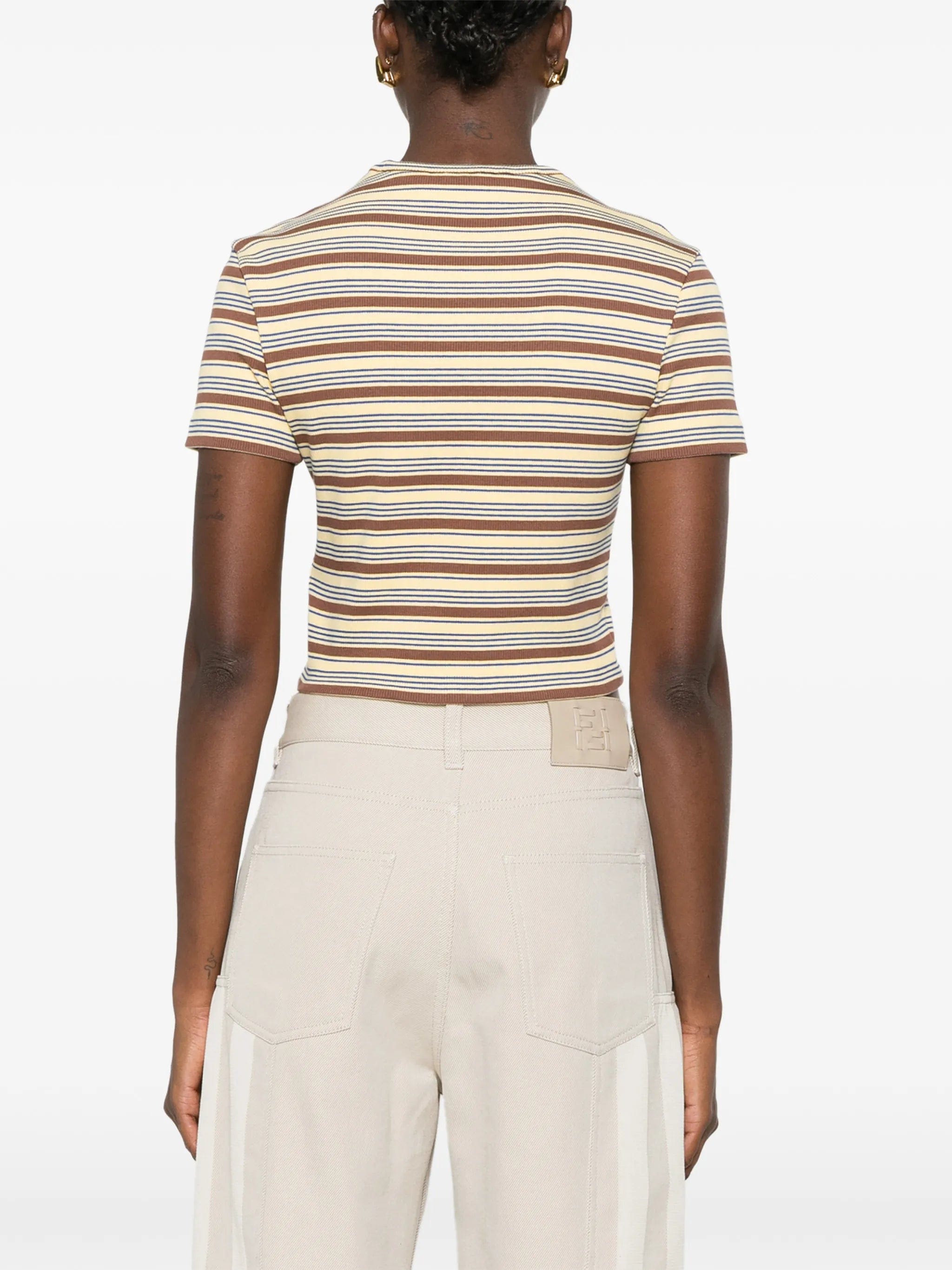 Fendi striped logo - patch T - shirt