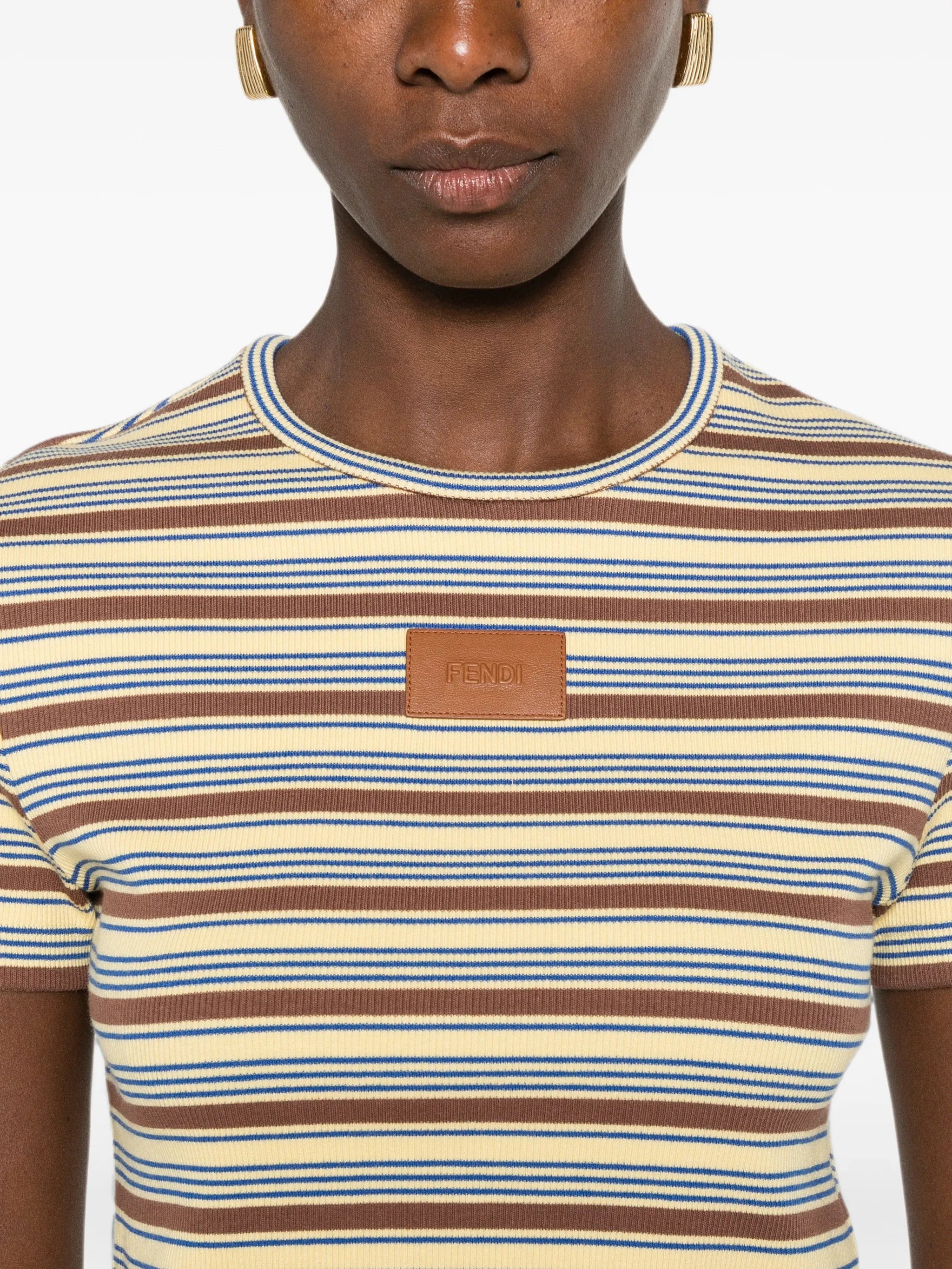Fendi striped logo - patch T - shirt