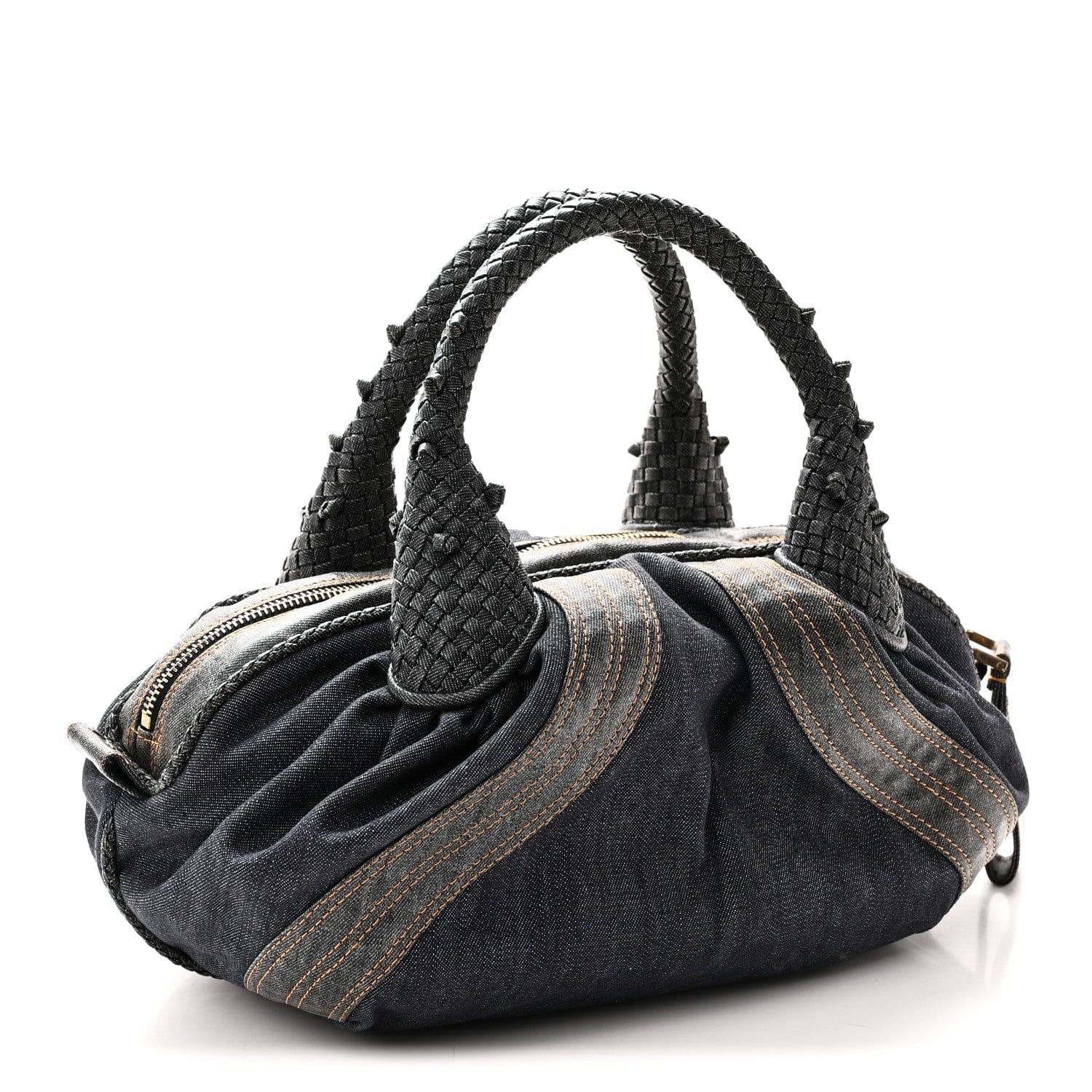 Fendi Denim Spalmati Woven Spy Bowler Blue