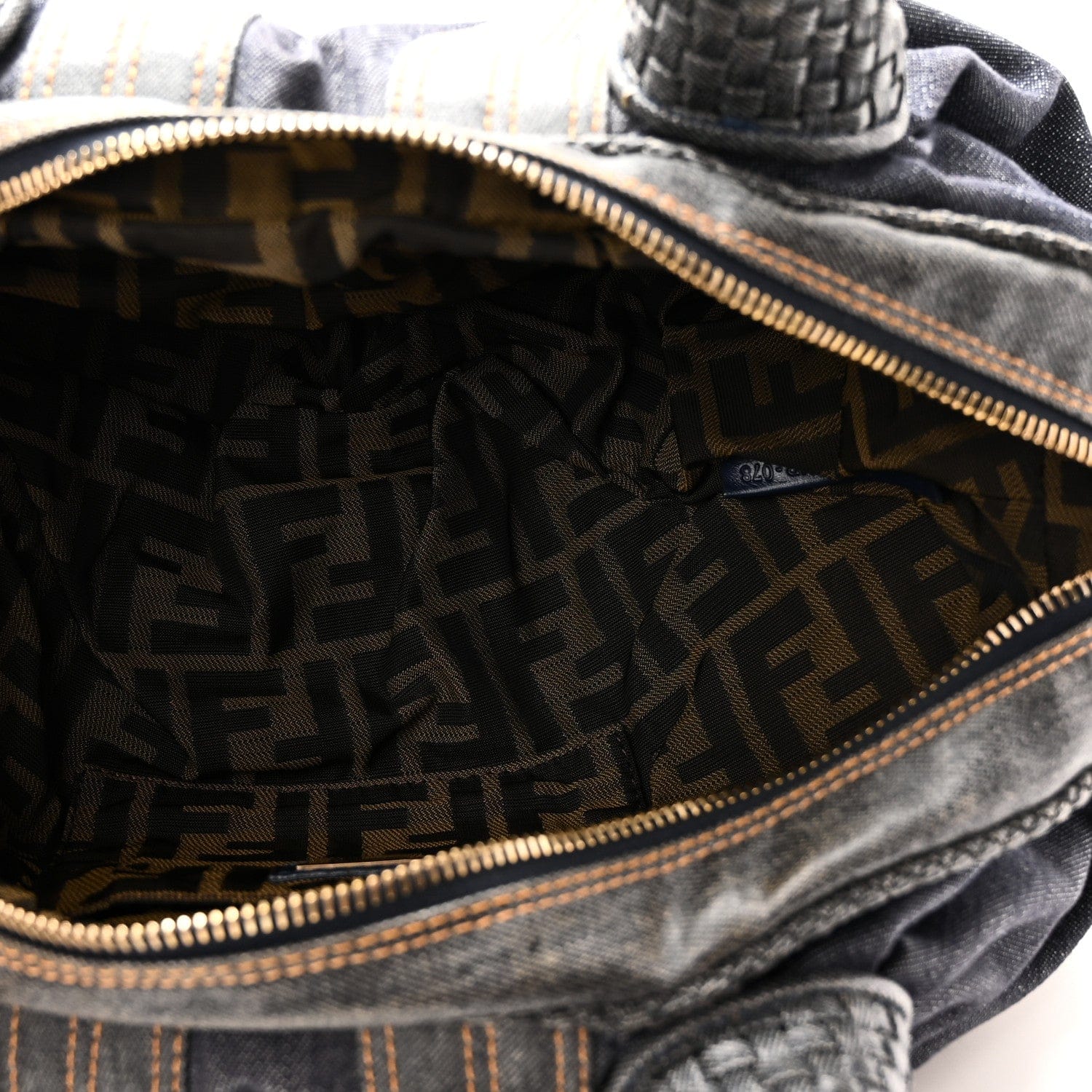 Fendi Denim Spalmati Woven Spy Bowler Blue