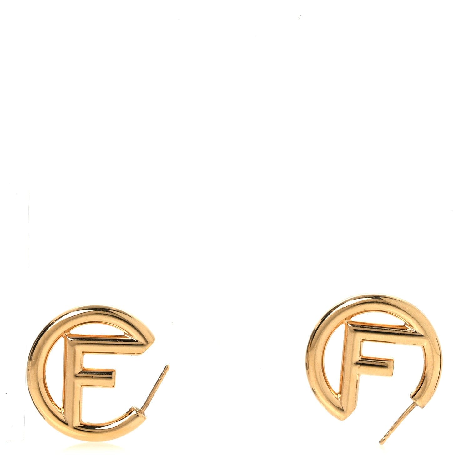 Fendi Metal FF Hoop Earrings Gold