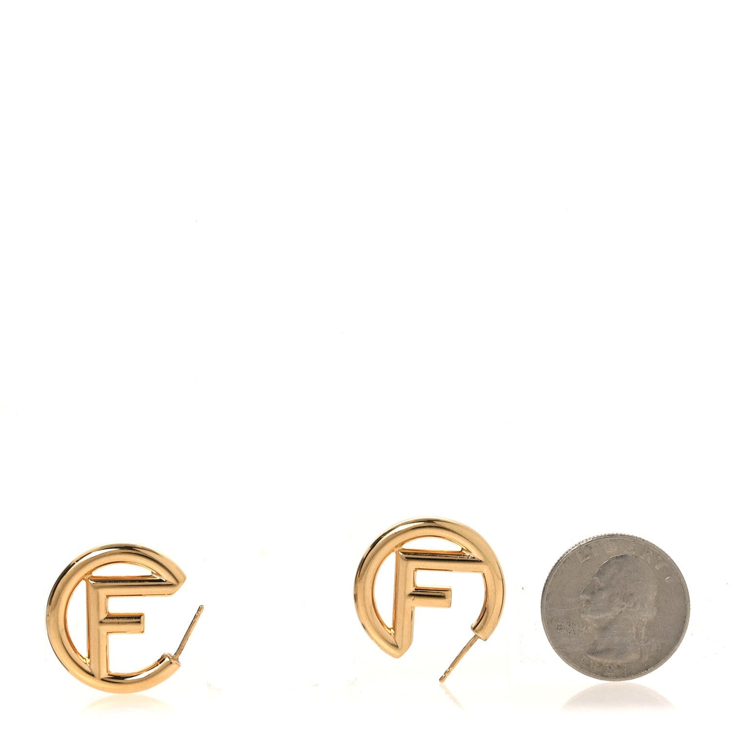 Fendi Metal FF Hoop Earrings Gold