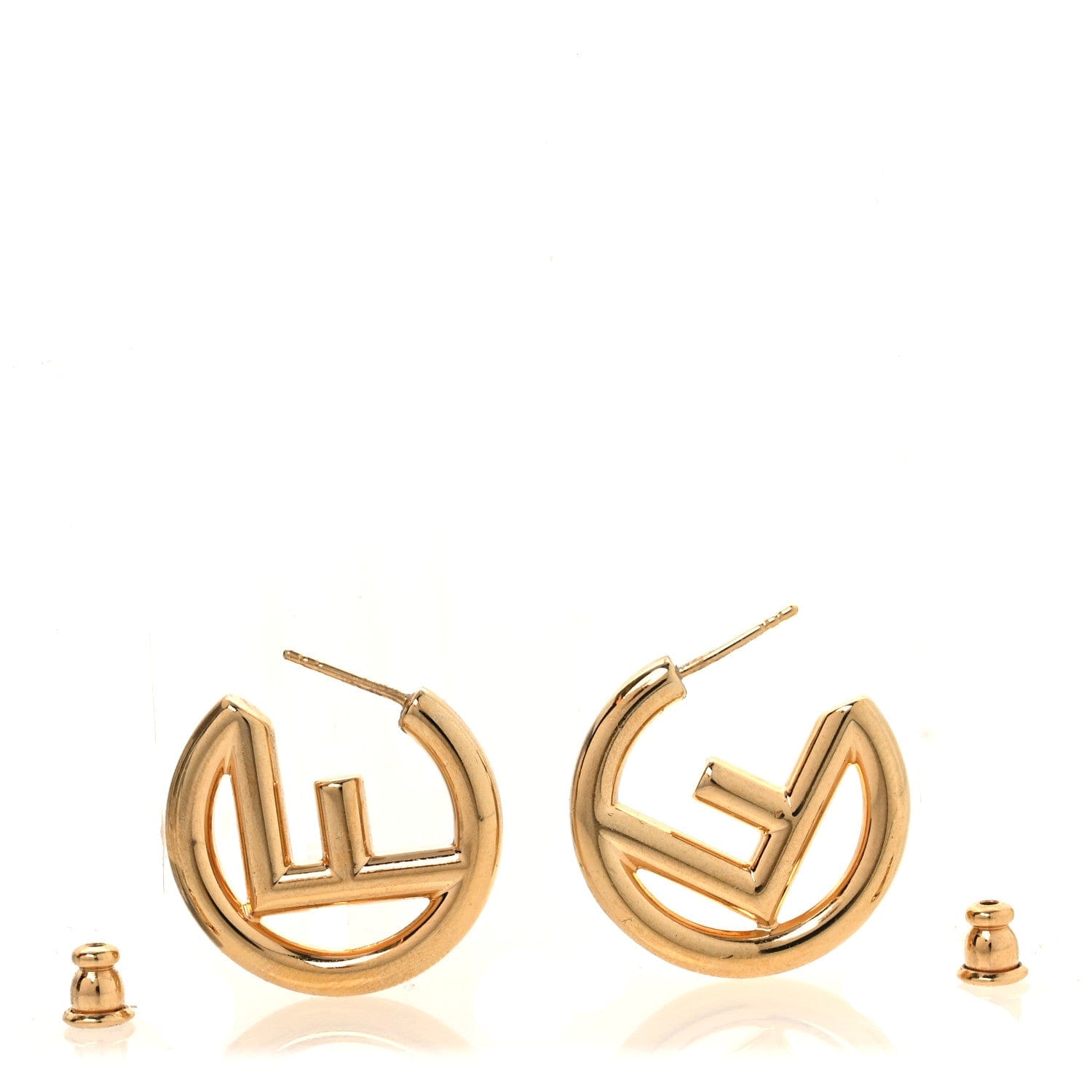 Fendi Metal FF Hoop Earrings Gold