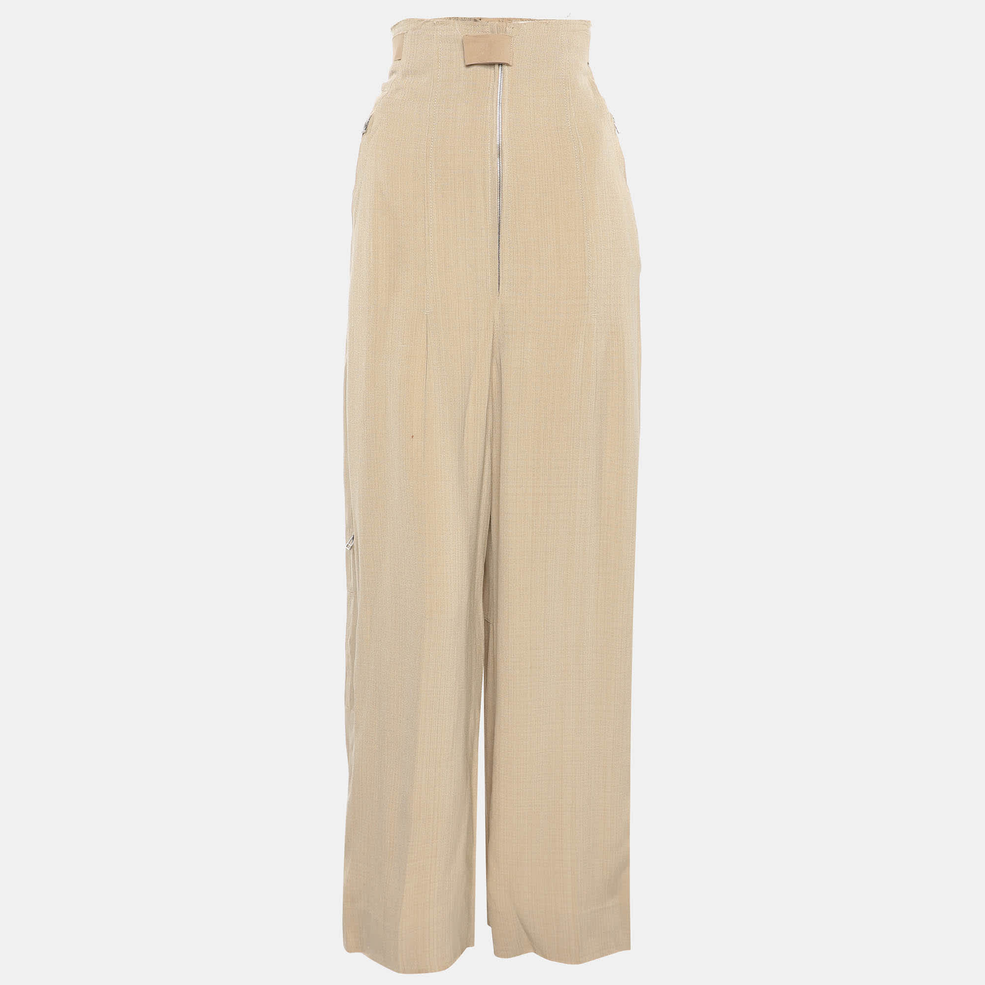 Jacquemus Beige Silk Blend High Rise Le Papier Trousers