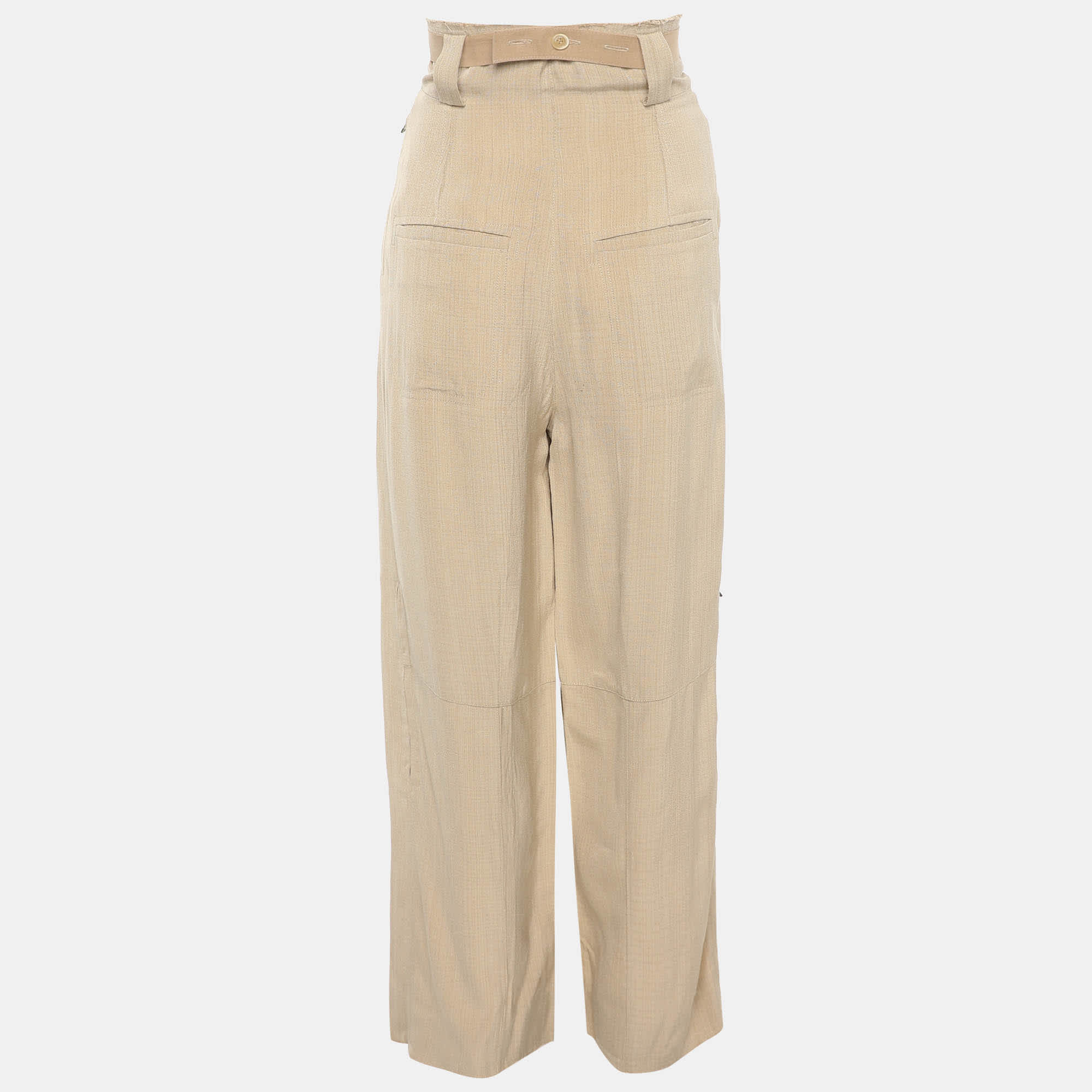 Jacquemus Beige Silk Blend High Rise Le Papier Trousers