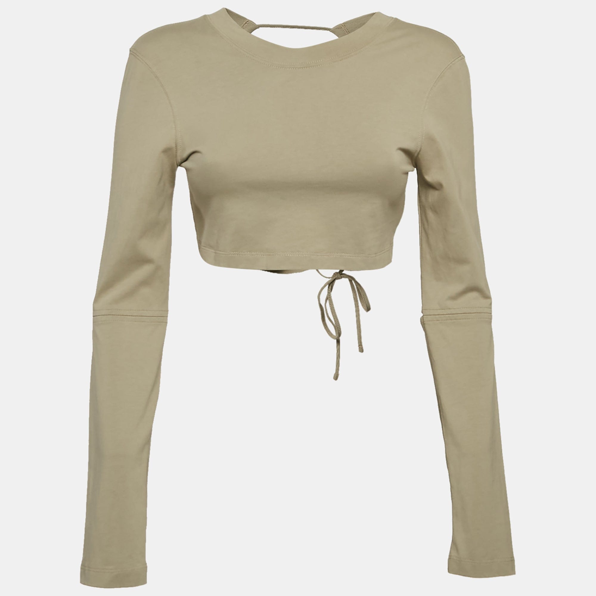 Jacquemus Sage Green Cotton Open Back Crop T - Shirt