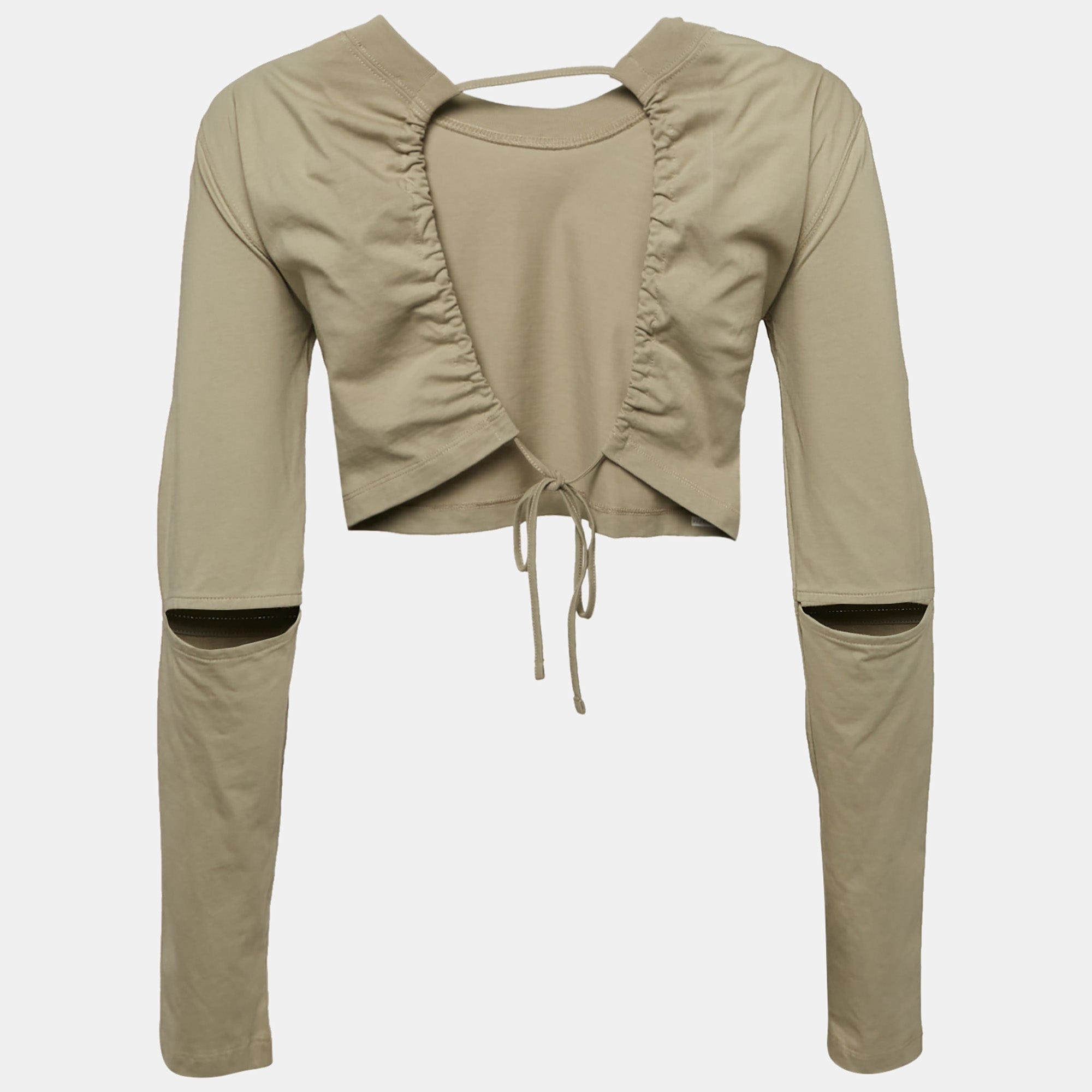 Jacquemus Sage Green Cotton Open Back Crop T - Shirt