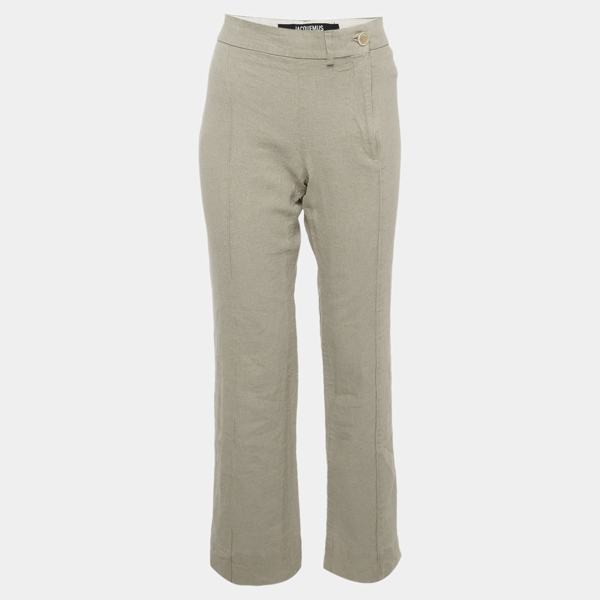 Jacquemus Le Splash Beige Linen Fresa Tailored Trousers