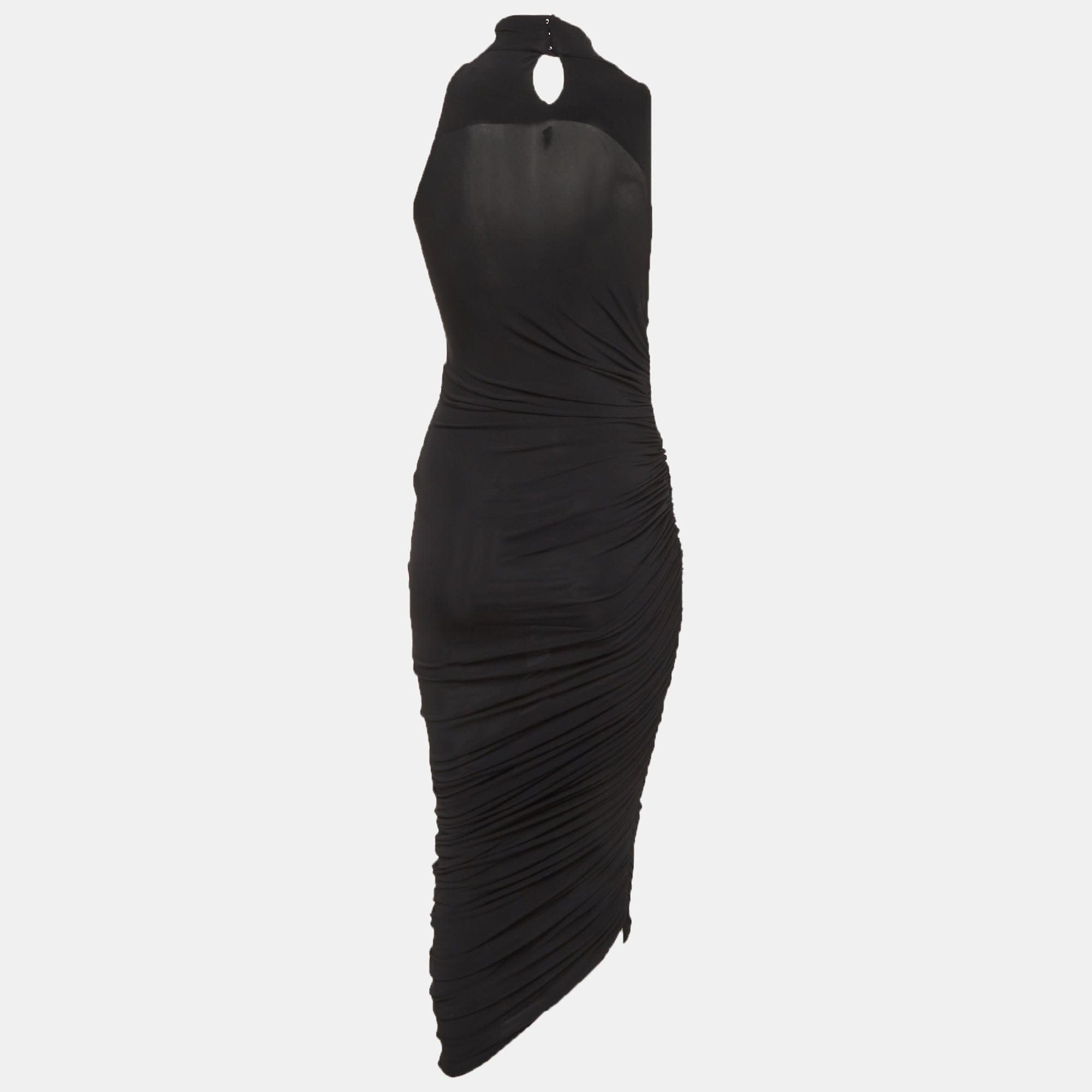 Jacquemus Black Jersey Ruched La Robe Piazza Midi Dress
