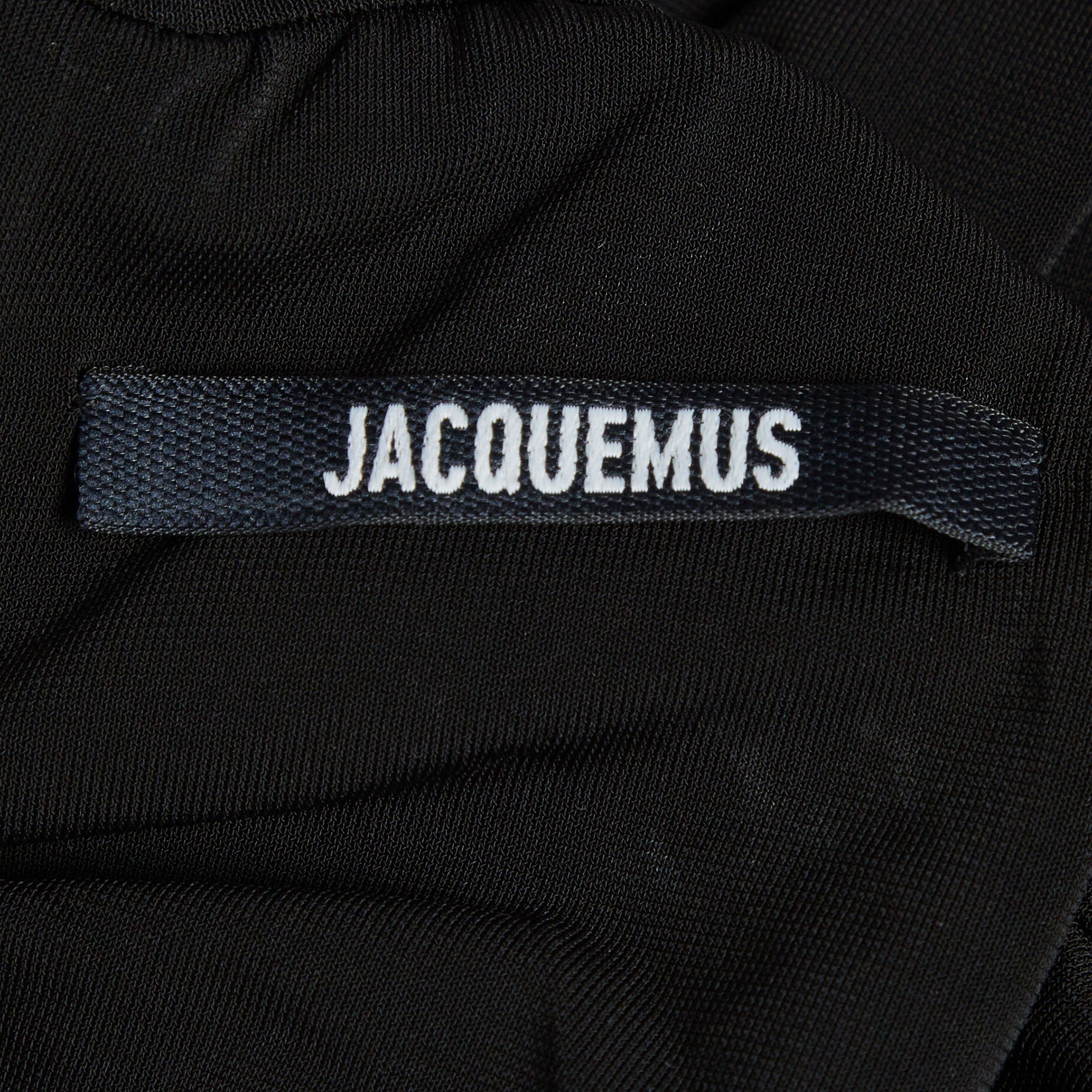 Jacquemus Black Jersey Ruched La Robe Piazza Midi Dress