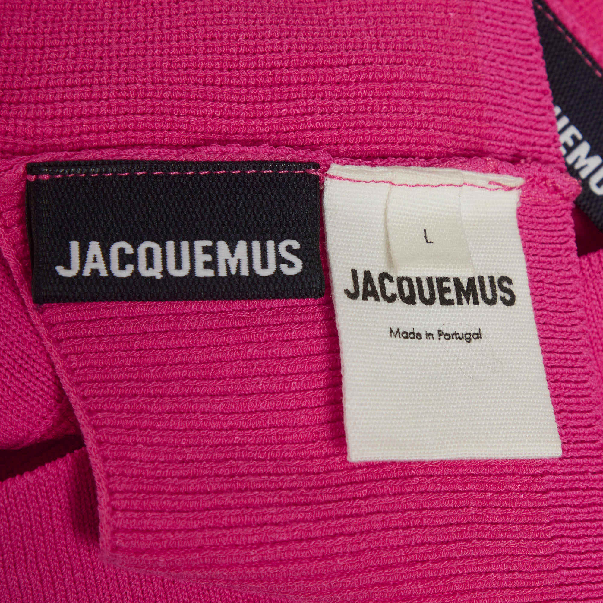 Jacquemus Pink Rib Knit Bralette And Shorts Set