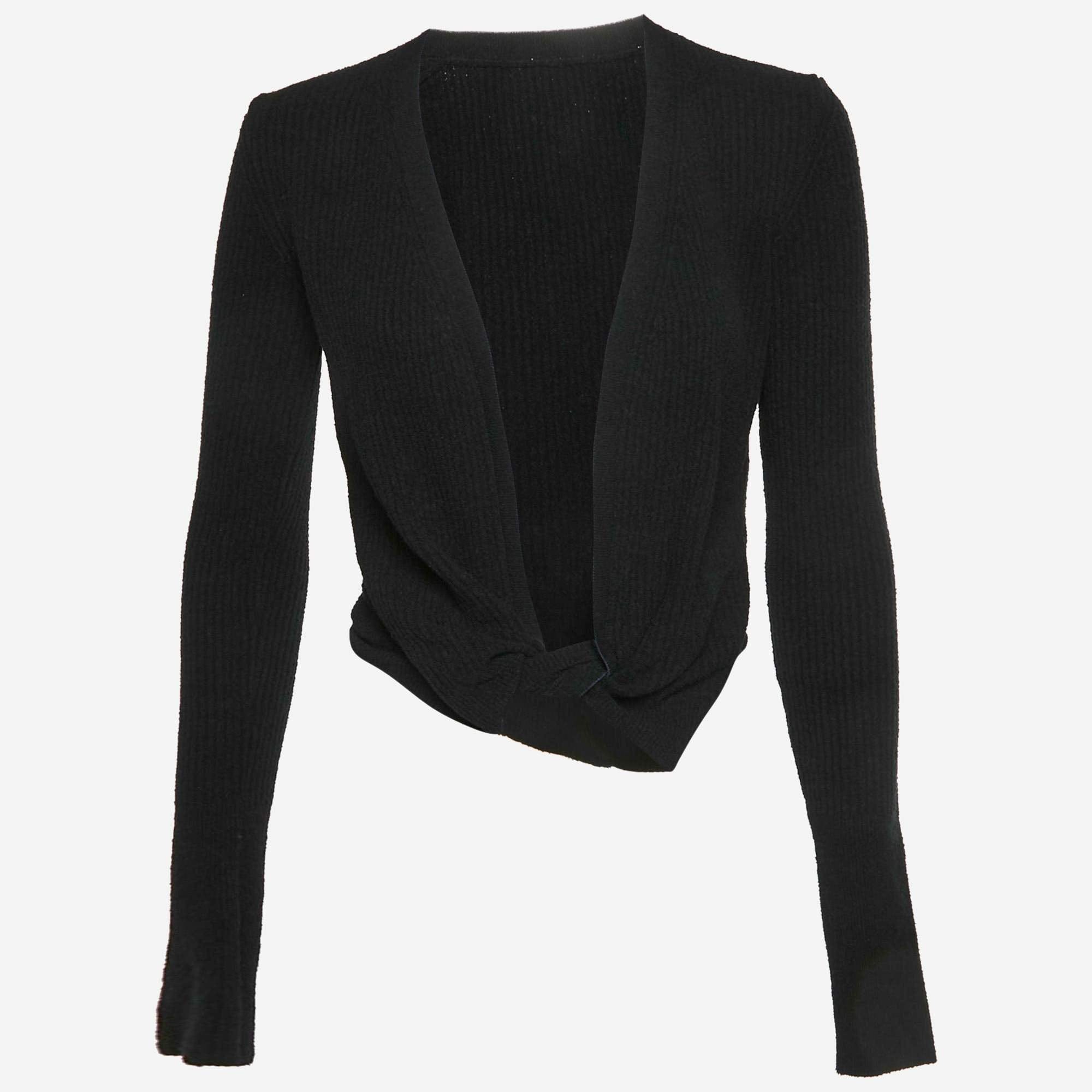 Jacquemus Black Rib Knit Twisted Cardigan