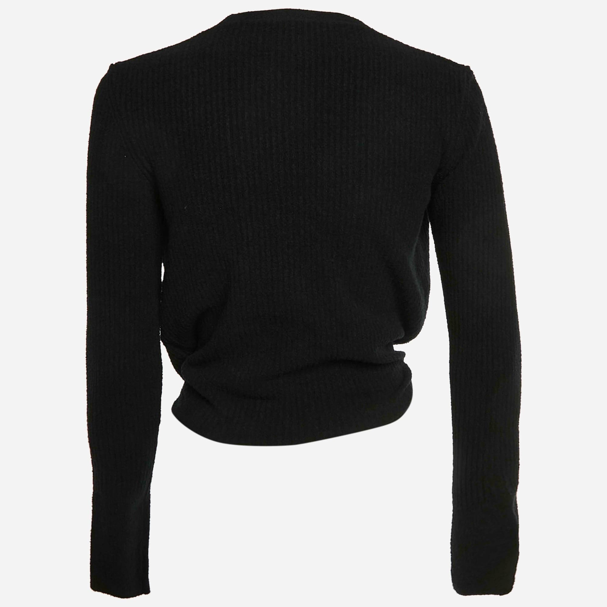 Jacquemus Black Rib Knit Twisted Cardigan