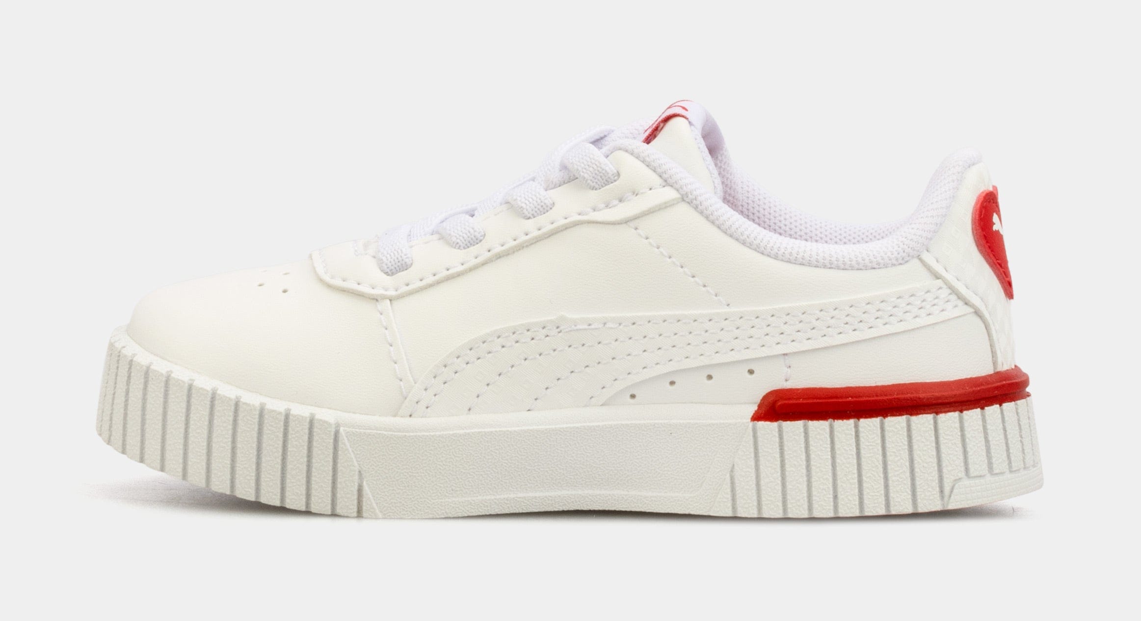 PUMA Carina 2.0 Red Thread Infant Toddler Lifestyle Shoes (White/Red)