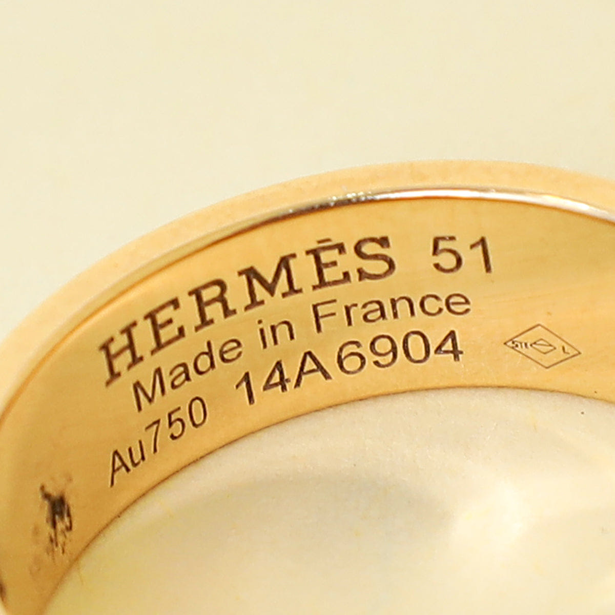 Hermes 18K Rose Gold H d'ancre Ring, Small Model 51